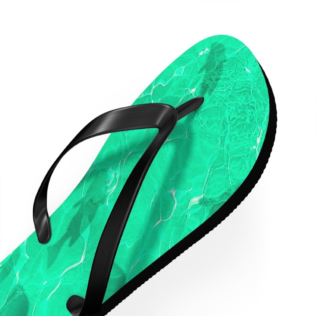 Men's/Women's Vibrant Green Pool Water Flip Flops - Vaporwave Thong Sandals
