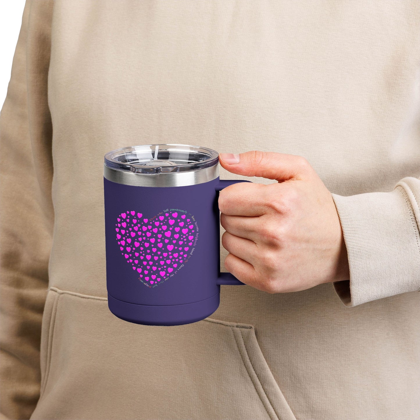 Pink Heart Coffee Mug Tumbler, Personalized Mug