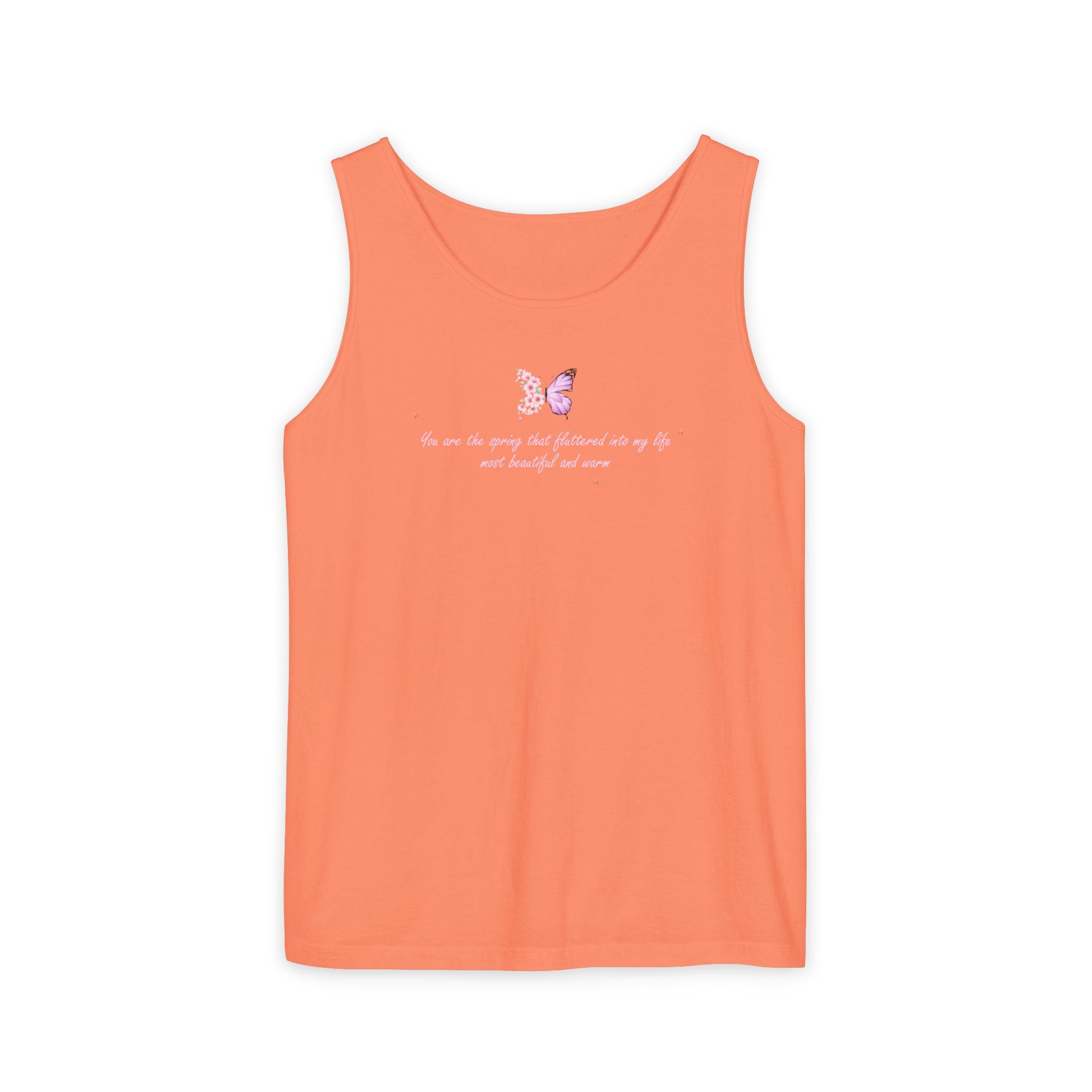 Unisex Navy Blue Floral Butterfly Spring Quote 100% Cotton Tank Top