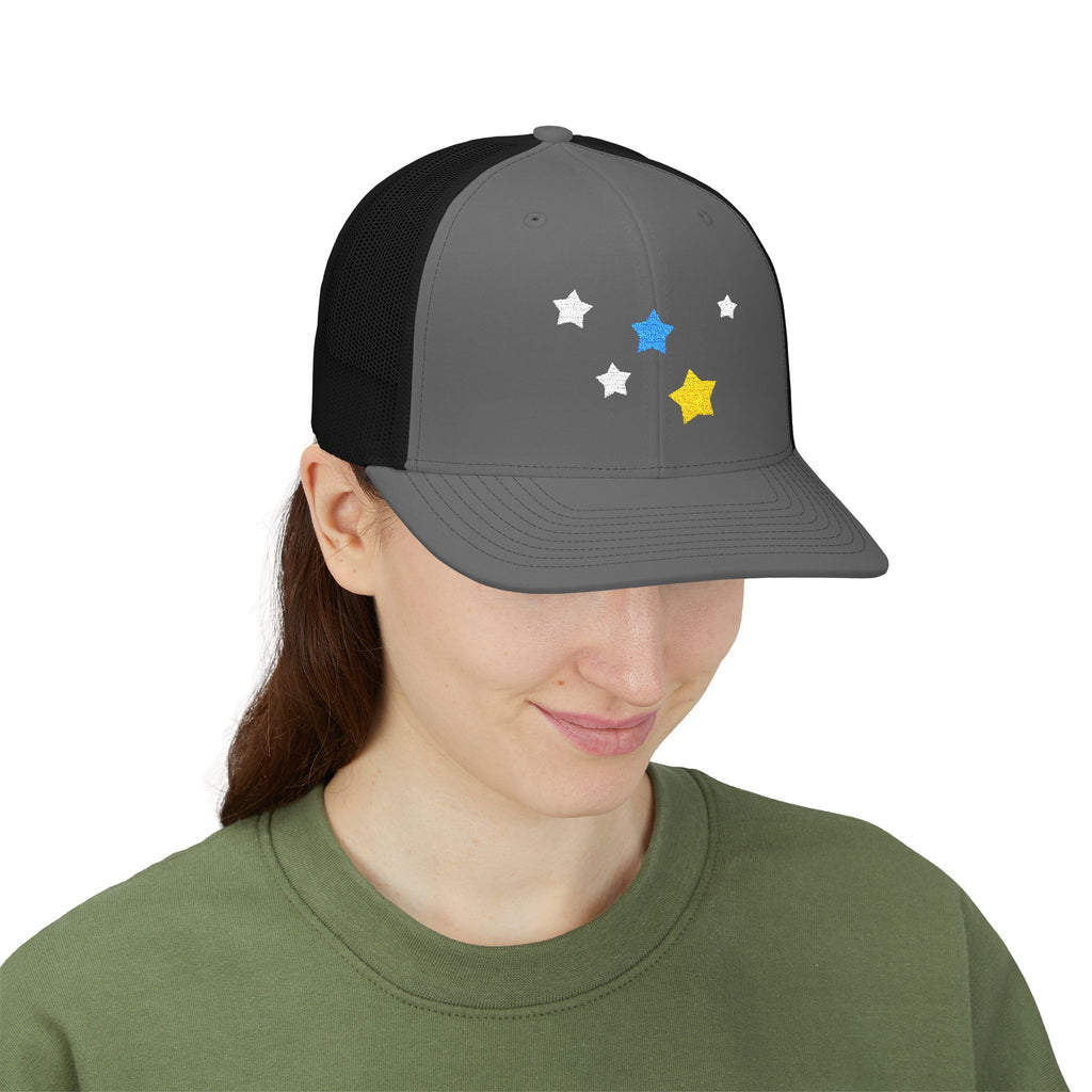 Unisex Cassiopeia Star Embroidered Cotton-Polyester Snapback Trucker Cap