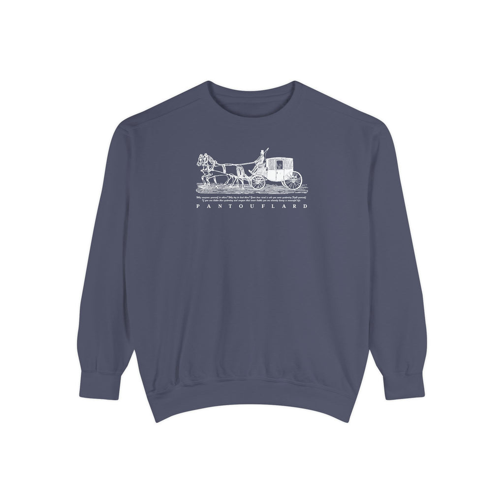 Unisex Navy Vintage Carriage Graphic Cotton Blend Sweatshirt