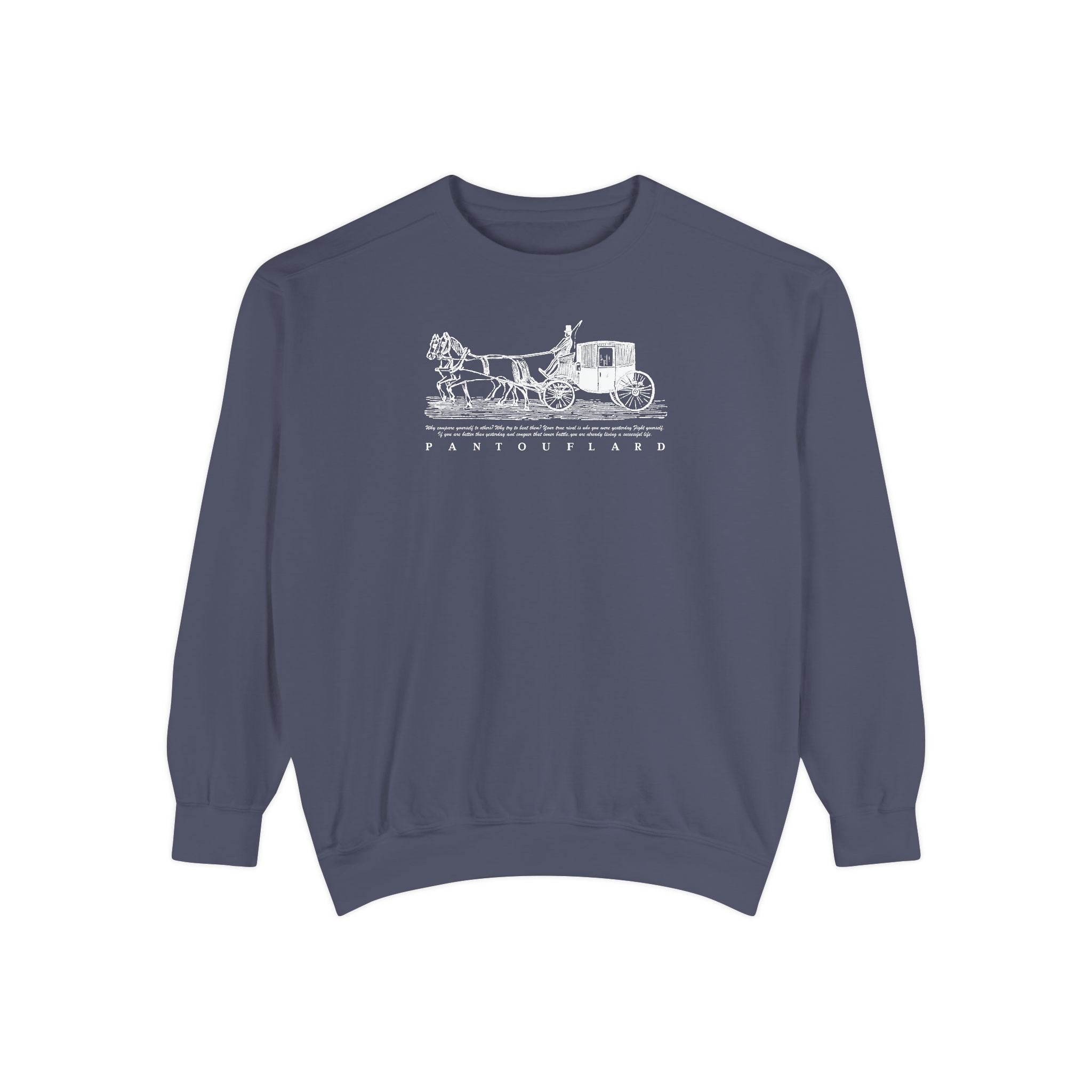 Unisex Navy Vintage Carriage Graphic Cotton Blend Sweatshirt