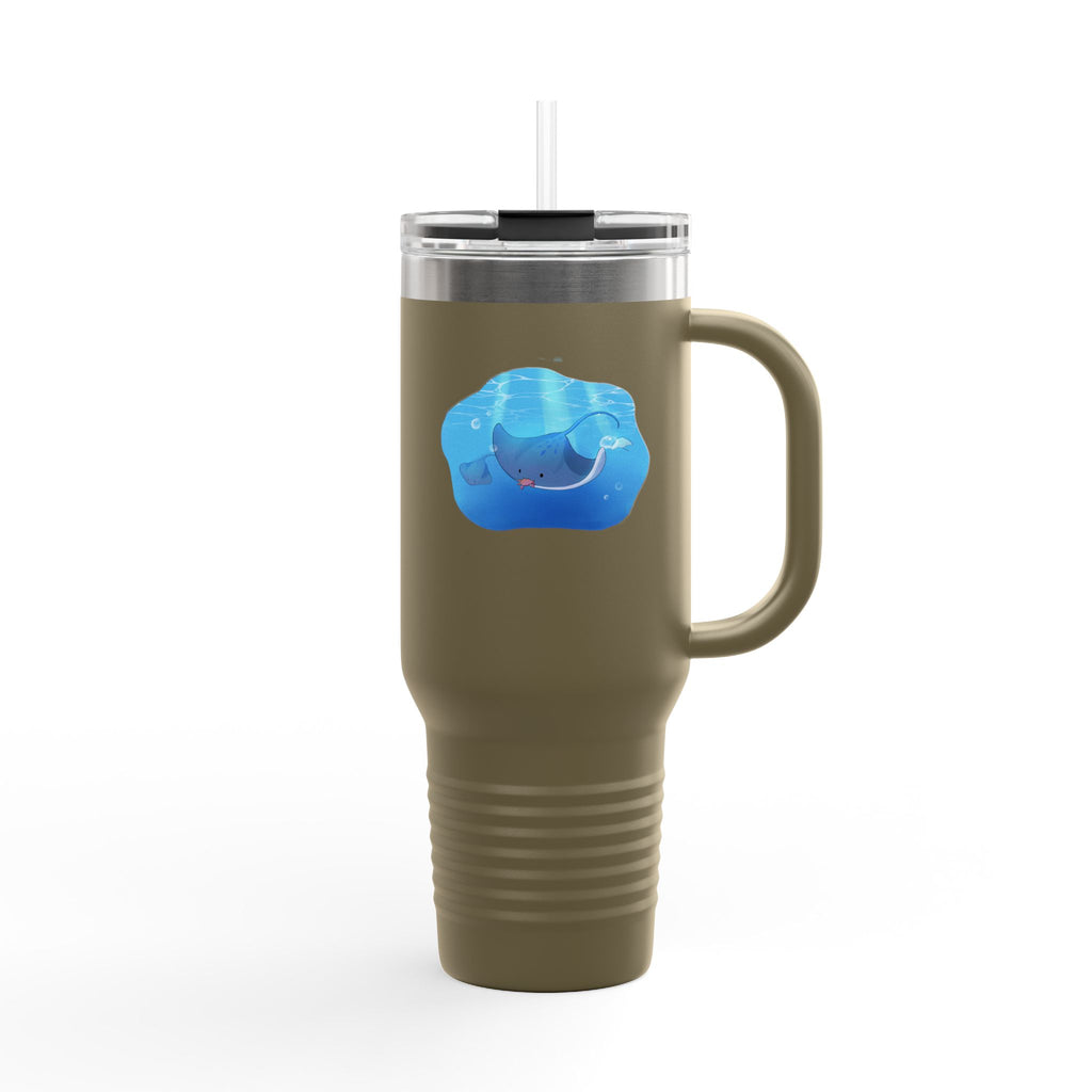 Navy Blue Cute Swimming Stingray 40oz Stainless Steel Insulated Travel Mug