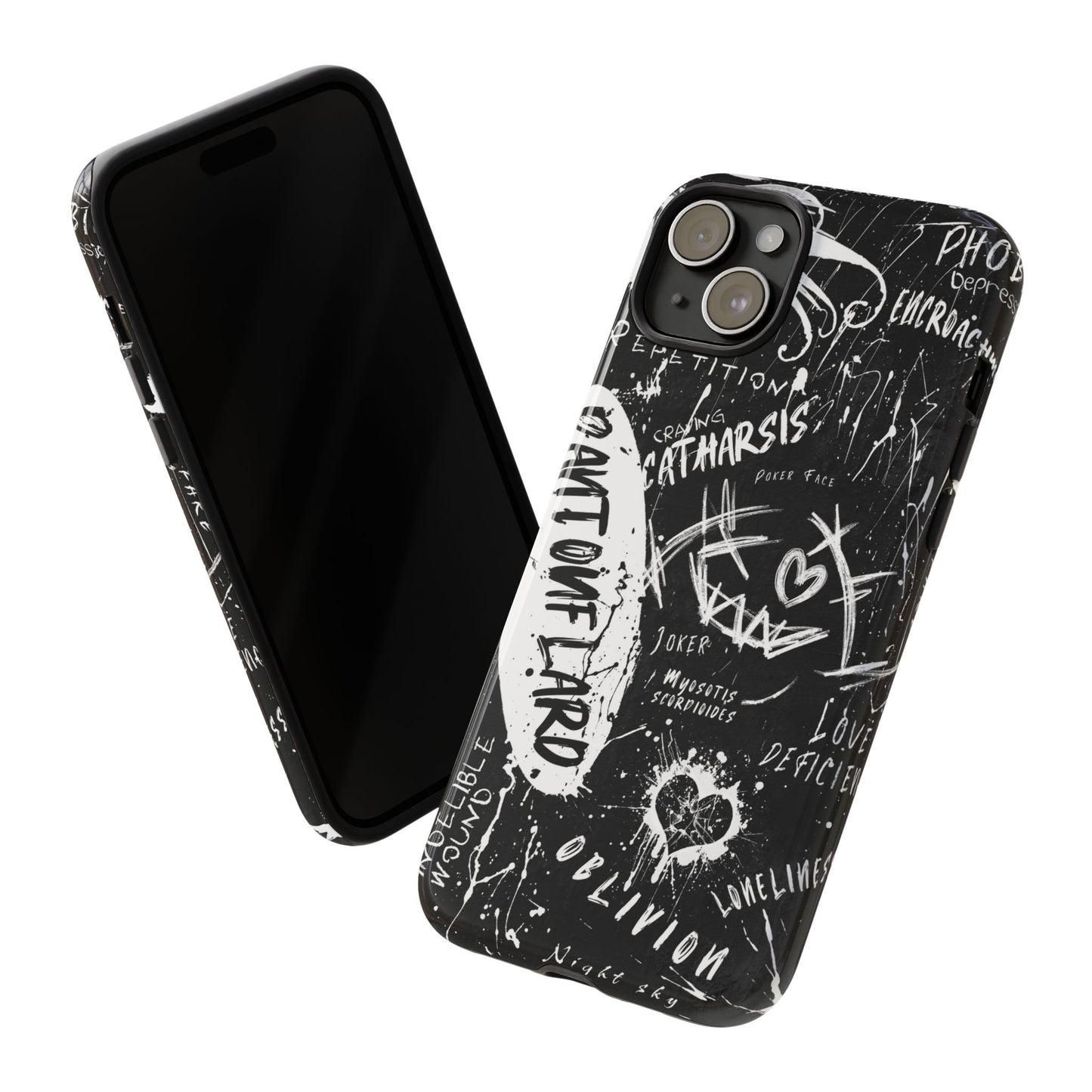 Fundas resistentes: funda atrevida para iPhone, Galaxy, Google Pixel, diseño de grafiti negro, estética urbana, regalo para amantes del arte, accesorios de teléfono modernos, estilo callejero