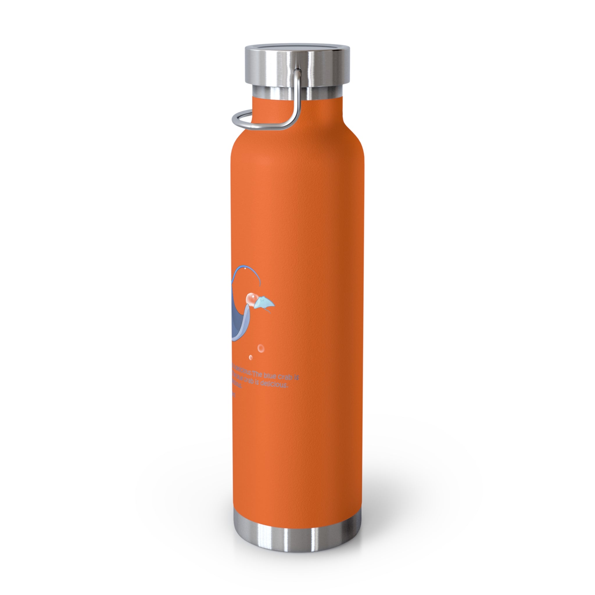 Cyan Blue Cute Stingray Eating Crab Quote 22oz Copper Vacuum Insulated Bottle