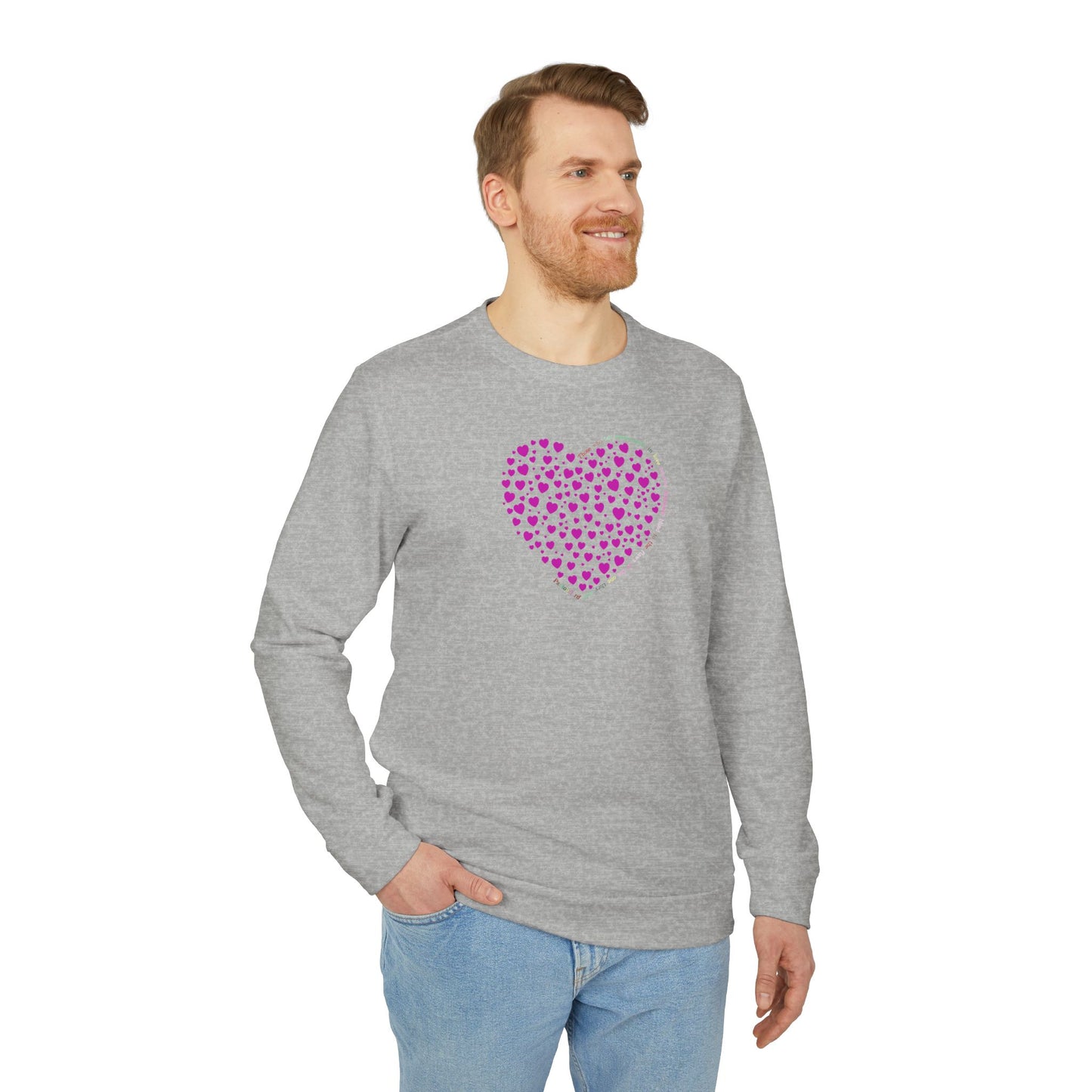 Adidas Unisex  Crewneck Sweatshirt with Pink Heart Design