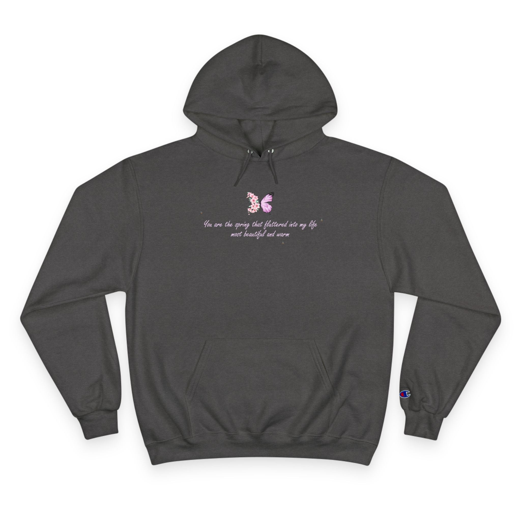 Unisex White Floral Butterfly Spring Quote Cotton Blend Champion Hoodie