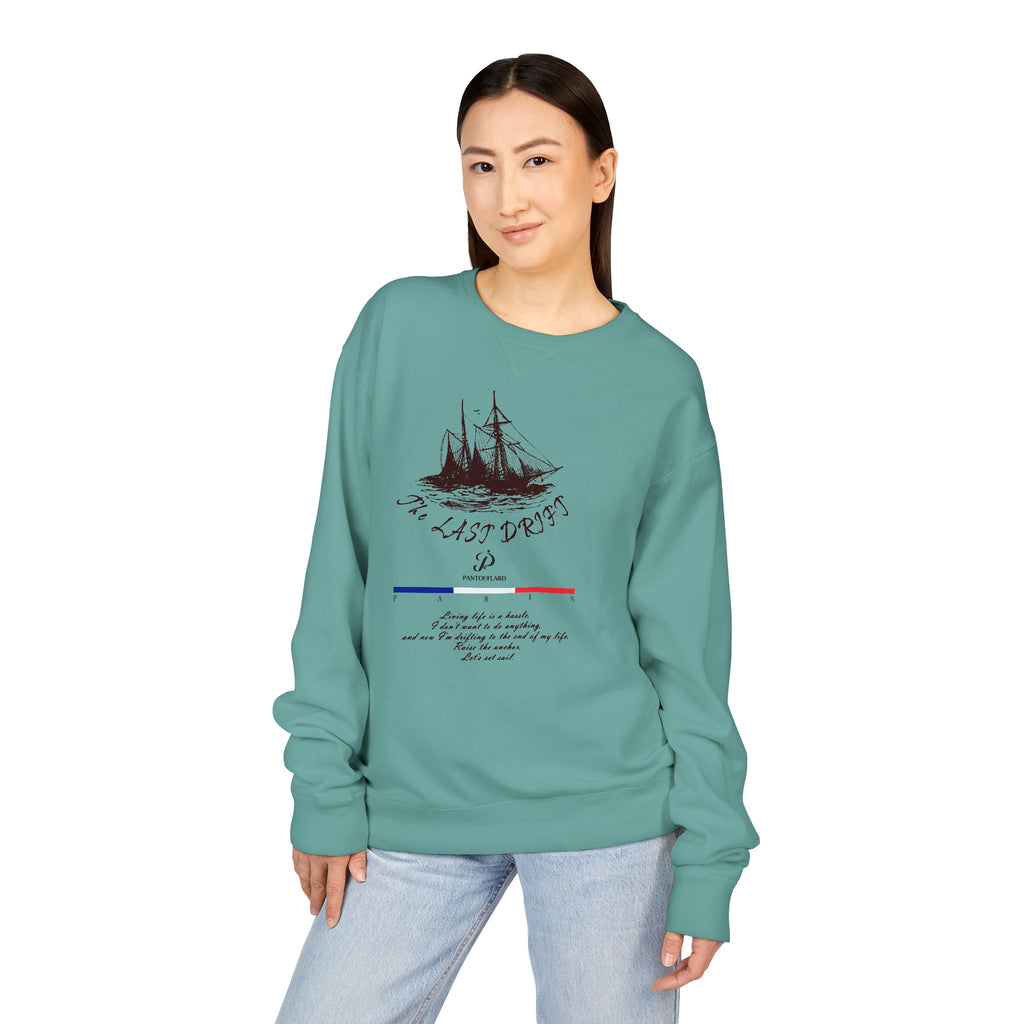 Old Money Nautical Heritage Crewneck - The Last Drift I (Paris Aesthetic Garment-Dyed Sweatshirt)