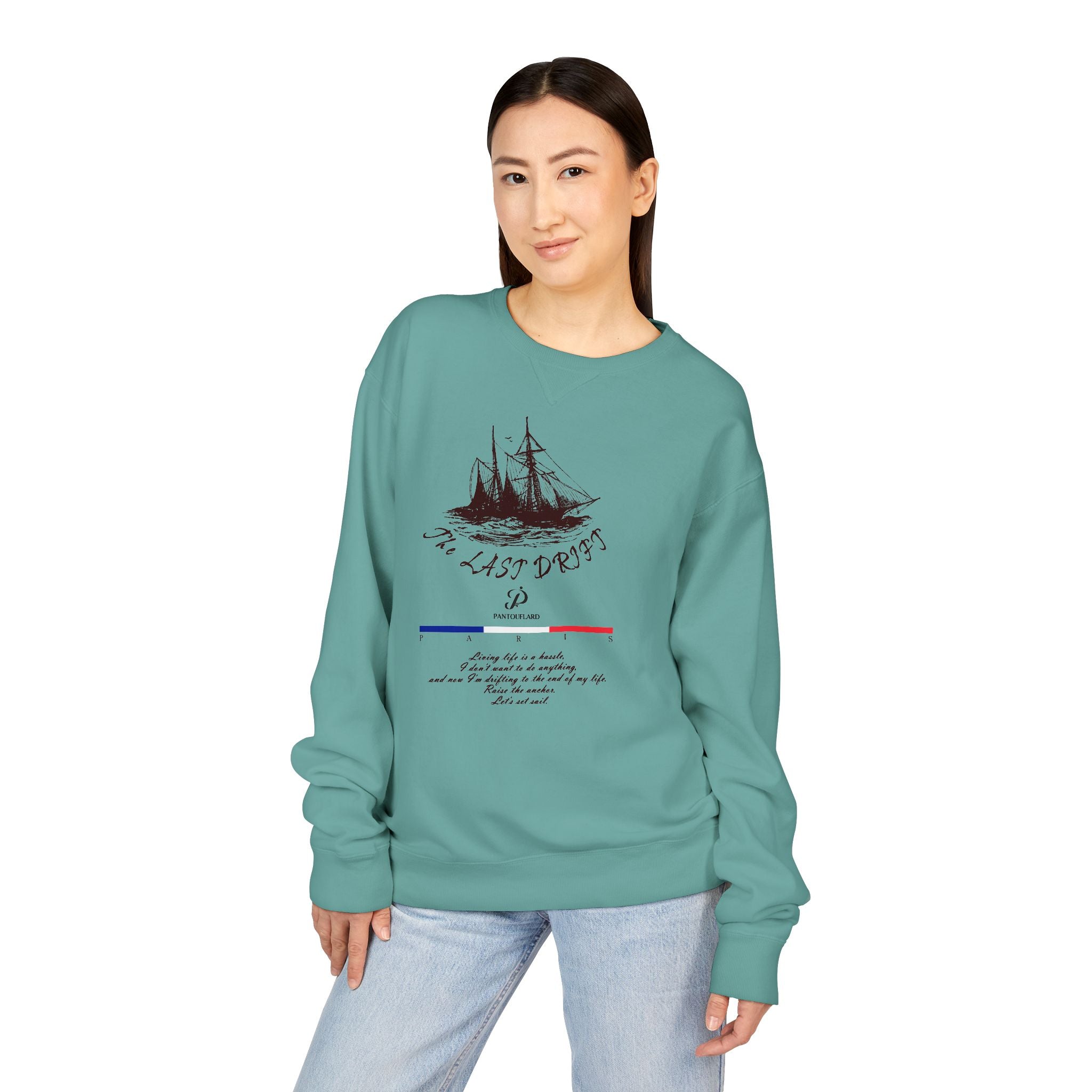 Old Money Nautical Heritage Crewneck - The Last Drift I (Paris Aesthetic Garment-Dyed Sweatshirt)