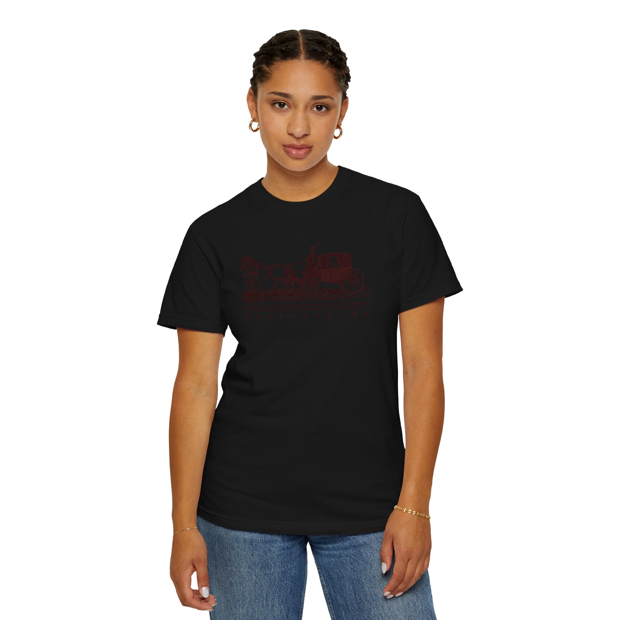 Unisex Burnt Orange Vintage Horse Carriage 100% Cotton T-shirt