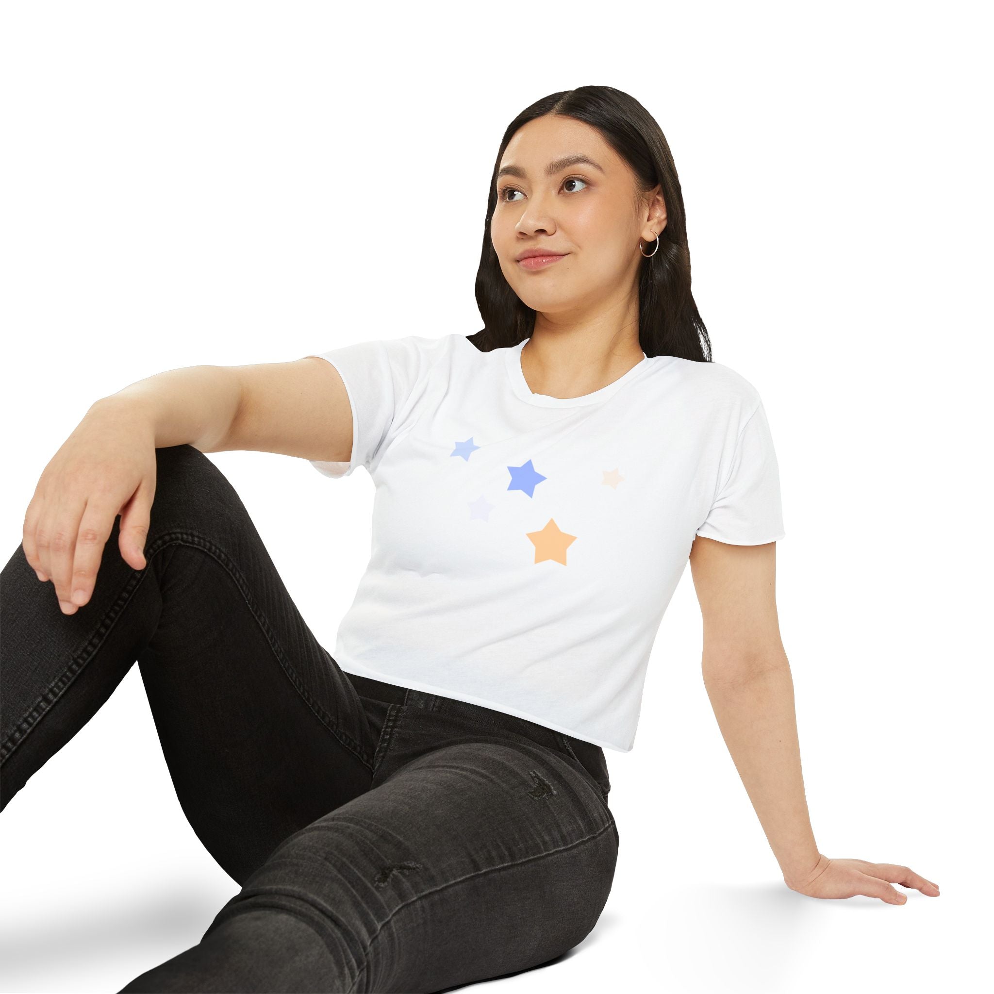 Women's Cassiopeia Constellation Graphic Crop Top - W-Shape Lightweight Festival Shirt