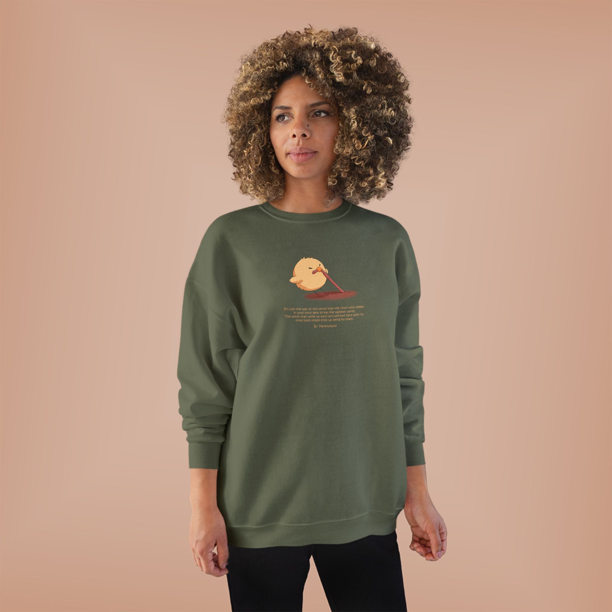 Funny Early Bird Parody Sweatshirt | "The Late Bird Gets The Feast" Sarcastic Quote | Hanes Soft Eco-Fleece Pullover (S-3XL)