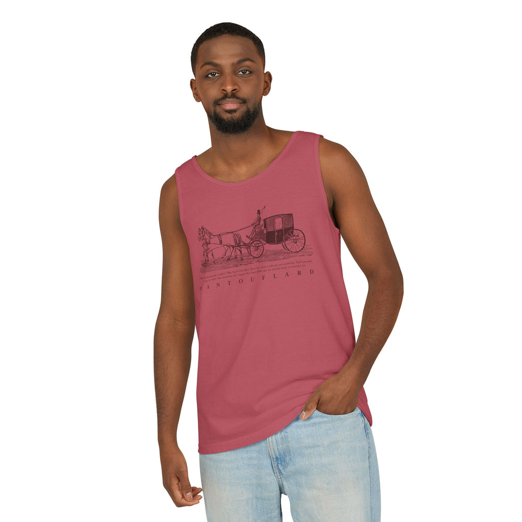 Unisex Brick Red Pantouflard Carriage Cotton Garment-Dyed Tank Top