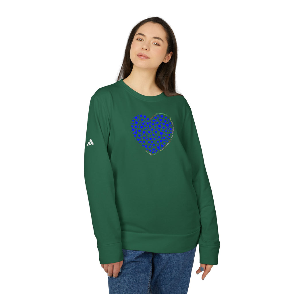Adidas® Unisex-Sweatshirt mit Rundhalsausschnitt und blauem Herzmotiv