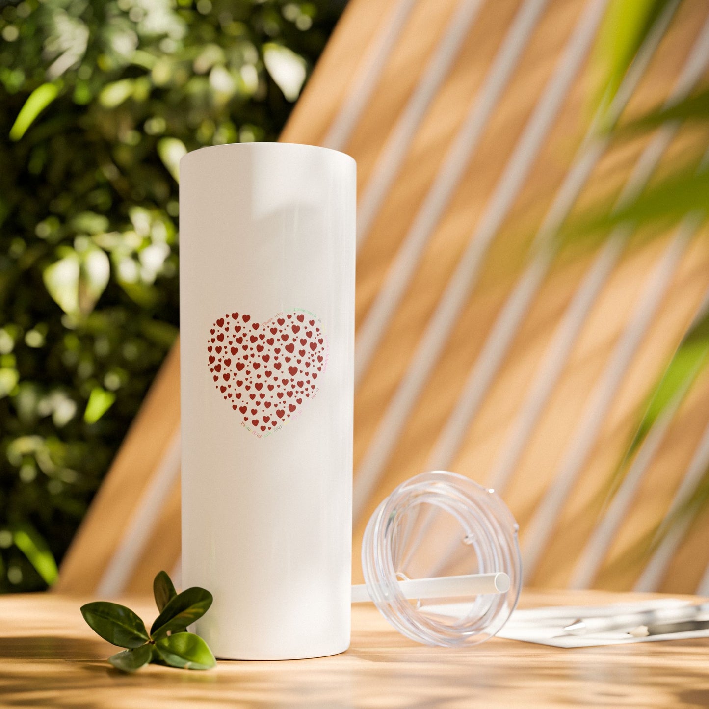 Red Heart Dot Skinny Tumbler | 20oz Reusable Travel Mug, Eco-Friendly Drinkware
