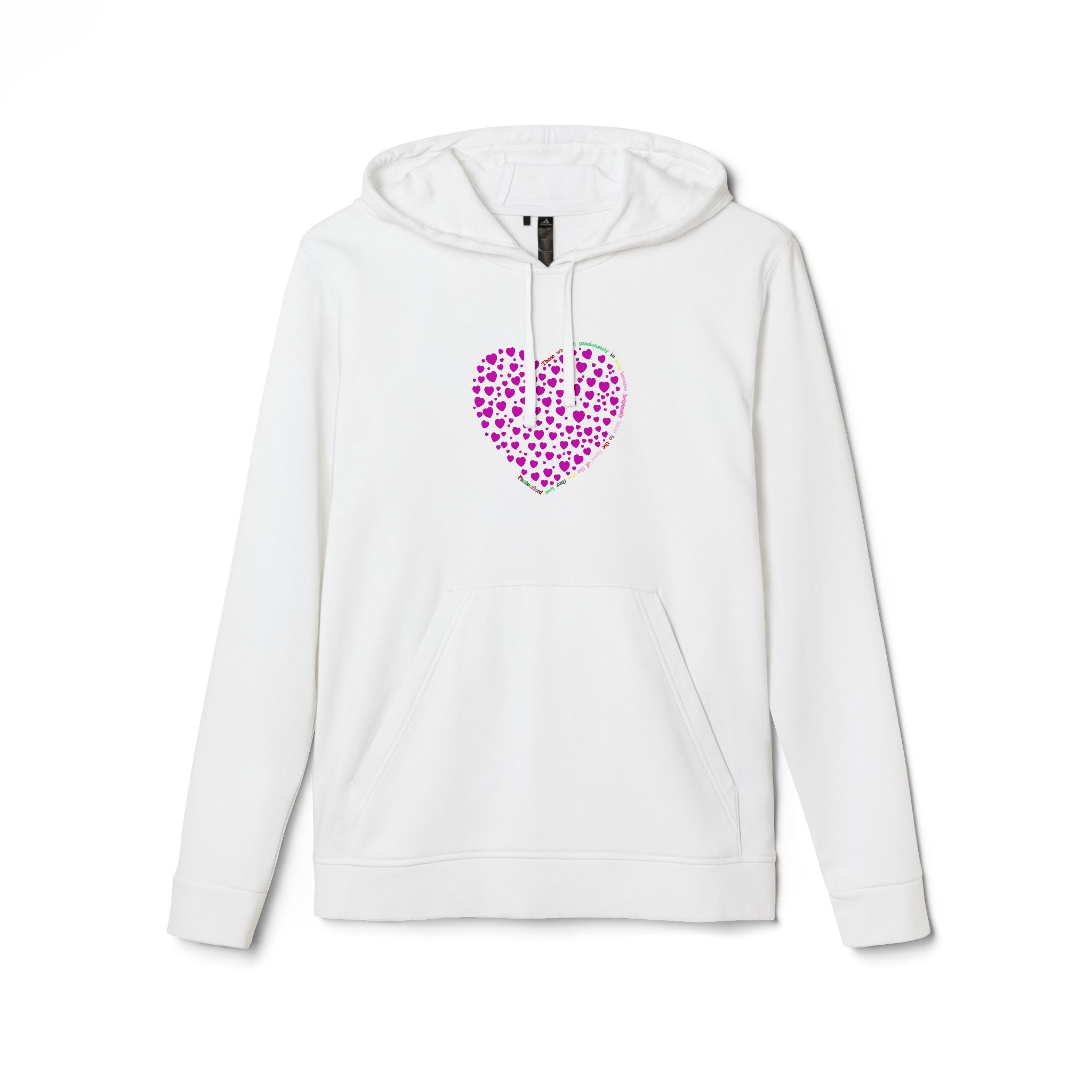Sudadera con capucha de forro polar para hombre y mujer Adidas® con diseño de corazón rosa
