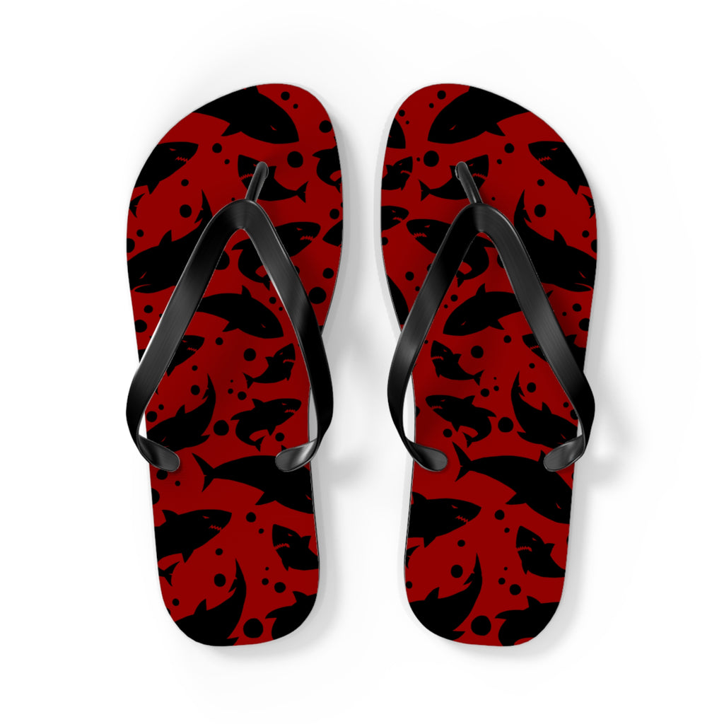 Unisex Red Black Shark Silhouette Pattern EVA Polyester Flip Flops
