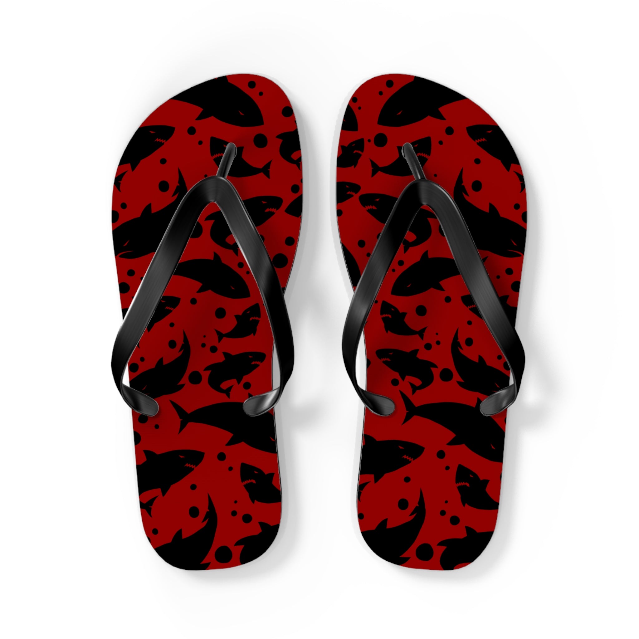 Unisex Red Black Shark Silhouette Pattern EVA Polyester Flip Flops