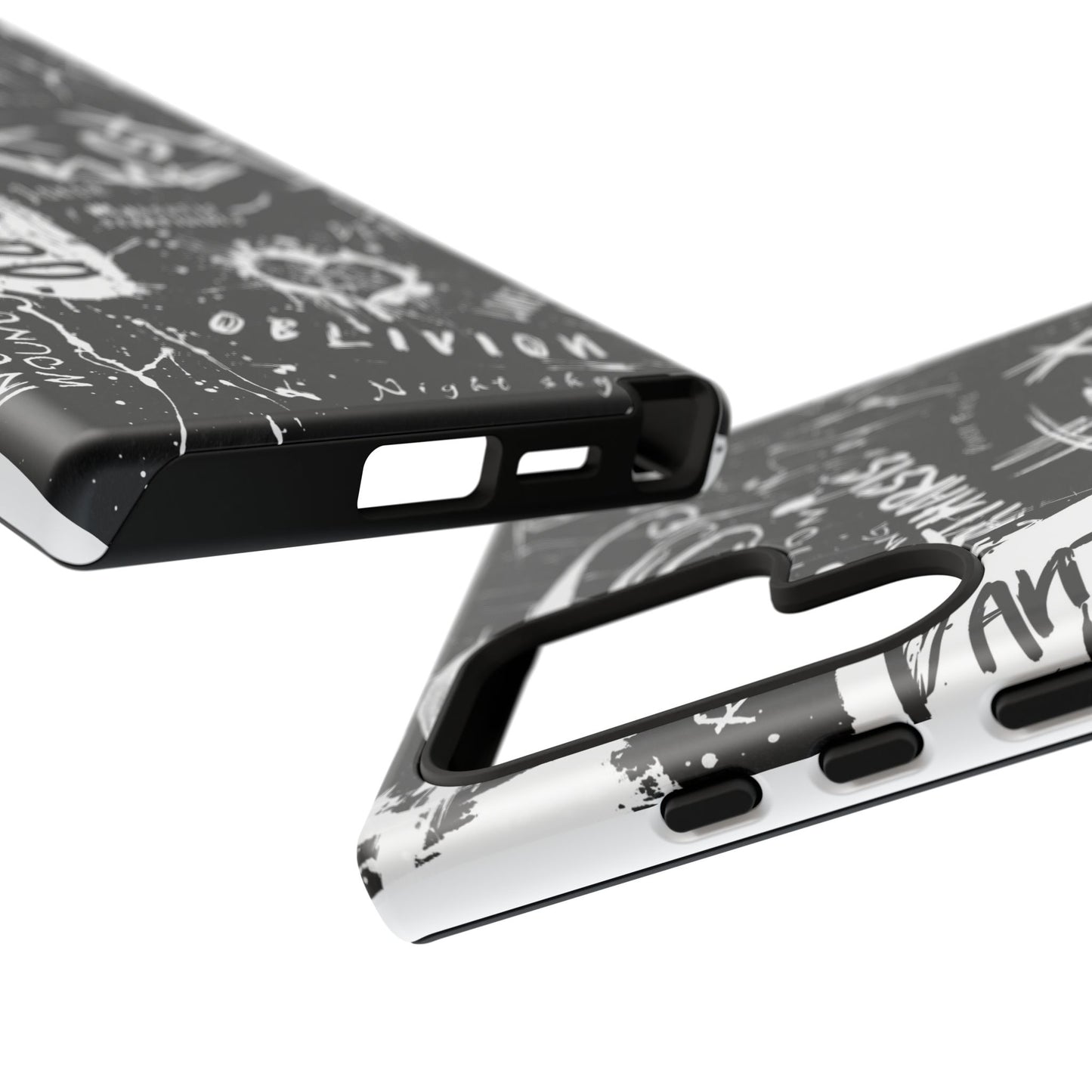 Fundas resistentes: funda atrevida para iPhone, Galaxy, Google Pixel, diseño de grafiti negro, estética urbana, regalo para amantes del arte, accesorios de teléfono modernos, estilo callejero