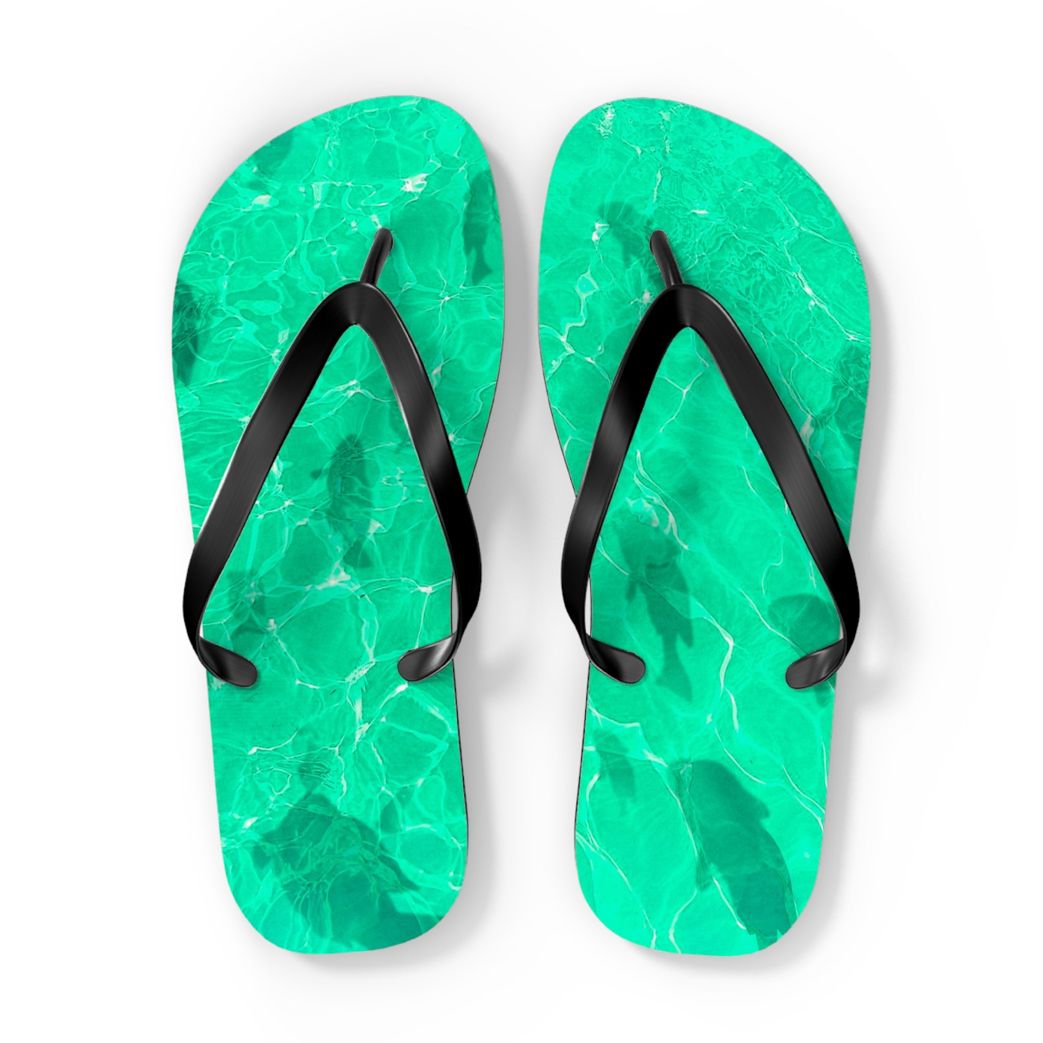 Men's/Women's Vibrant Green Pool Water Flip Flops - Vaporwave Thong Sandals