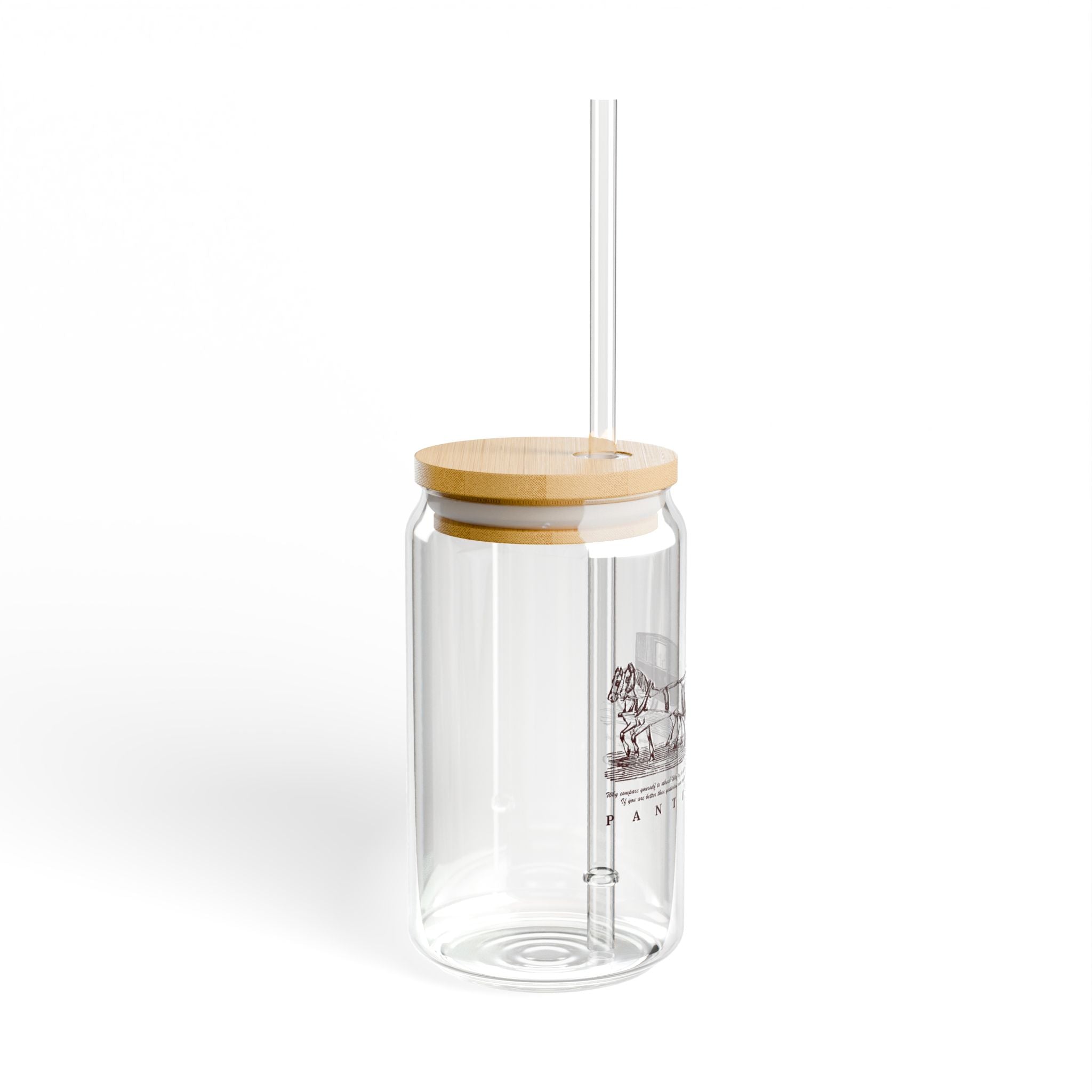 Clear Pantouflard Vintage Carriage Motivational Tempered Glass Sipper