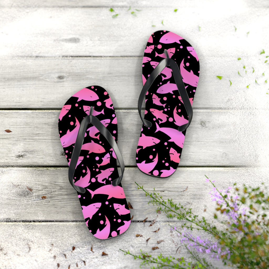 Men's/Women's Pink Shark Flip Flops - Graphic Thong Sandals