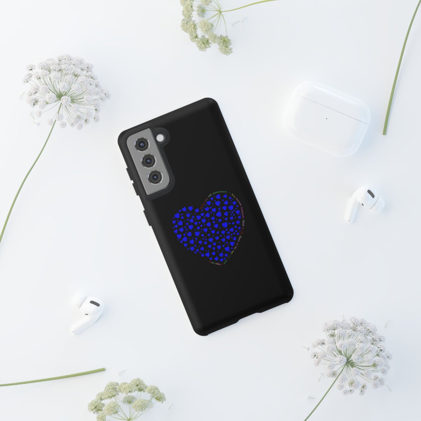 Fundas de corazón azul para teléfonos iPhone, Galaxy, Google Pixel (54 tipos)