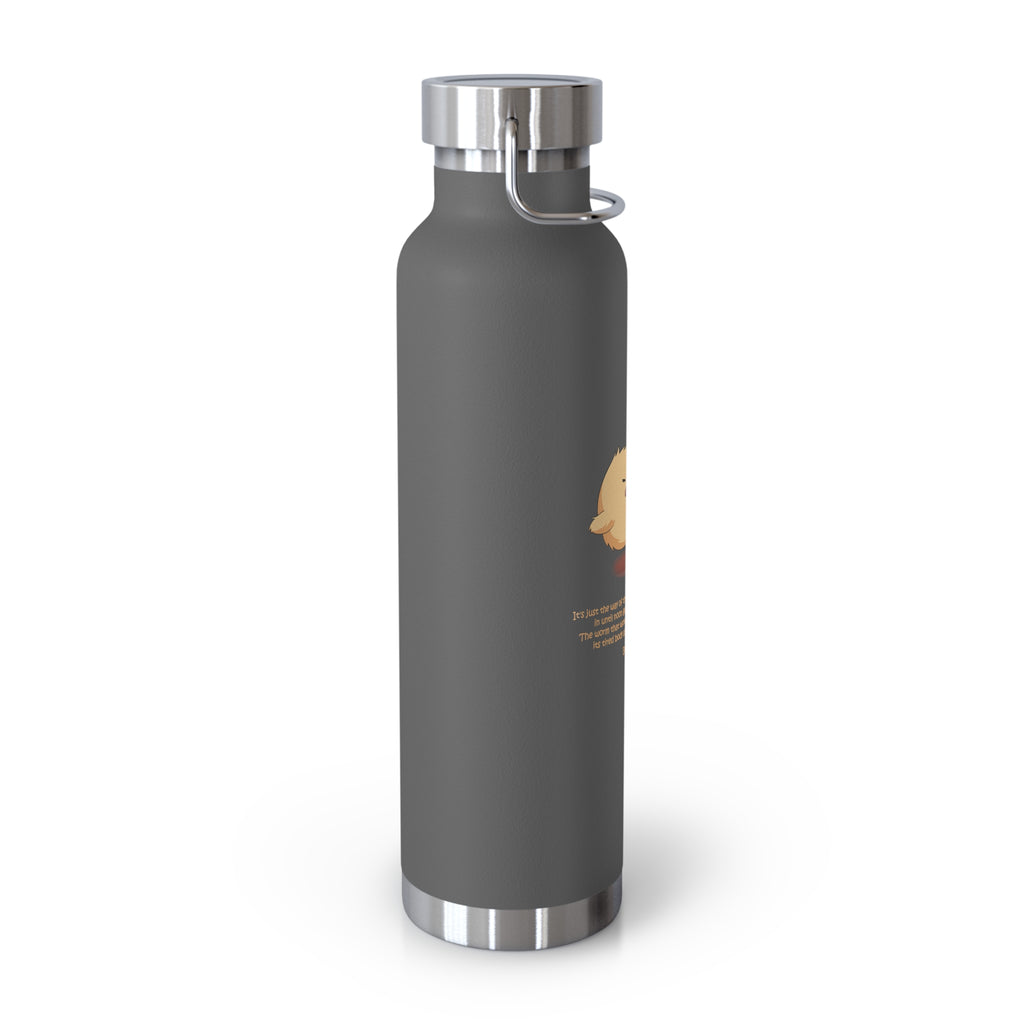 Navy Blue Cute Chick Pulling Worm Quote 22oz Copper Vacuum Insulated Bottle