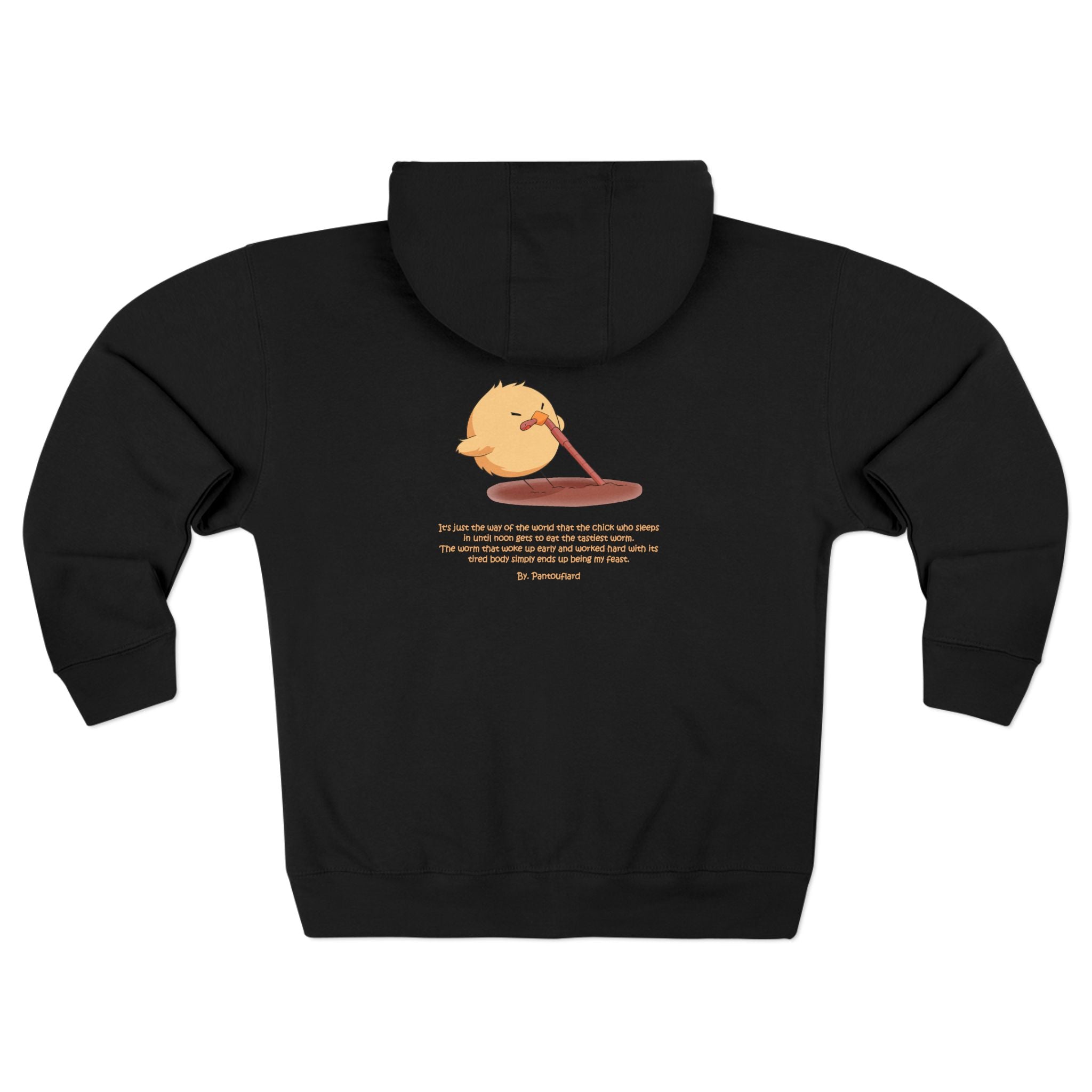 Unisex Black Pantouflard Chick Cotton Blend Zip Hoodie