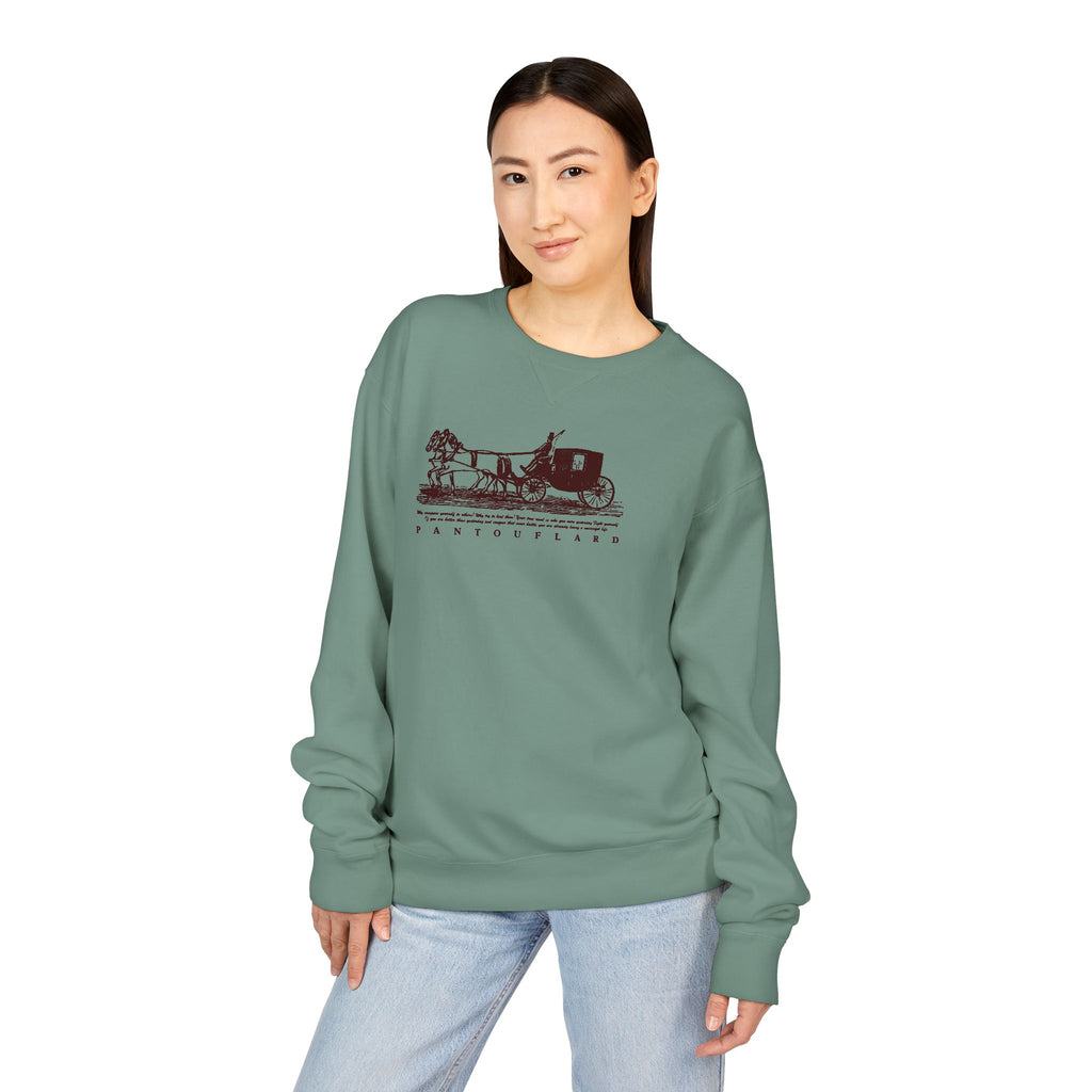 Old Money Equestrian Heritage Crewneck - The Nostalgic Journey I (Dark Academia Garment-Dyed Sweatshirt)