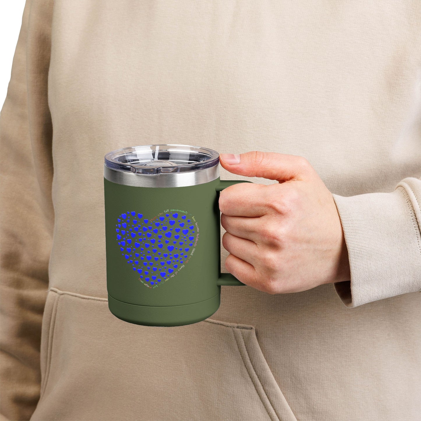 Blue Heart Coffee Mug Tumbler, Personalized Mug