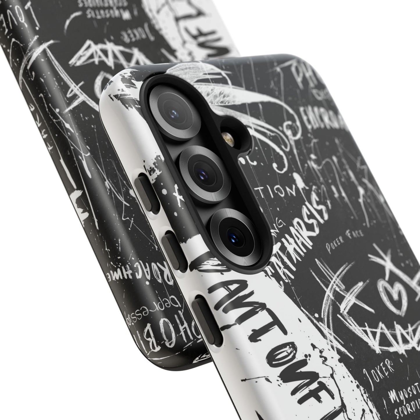 Fundas resistentes: funda atrevida para iPhone, Galaxy, Google Pixel, diseño de grafiti negro, estética urbana, regalo para amantes del arte, accesorios de teléfono modernos, estilo callejero