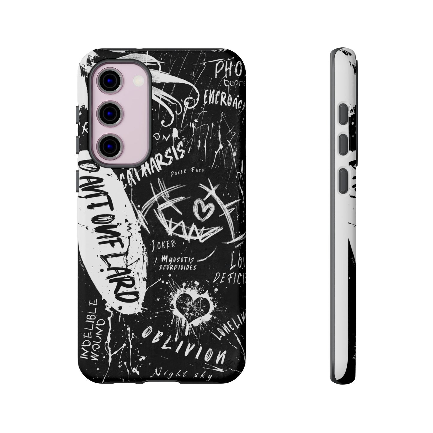 Fundas resistentes: funda atrevida para iPhone, Galaxy, Google Pixel, diseño de grafiti negro, estética urbana, regalo para amantes del arte, accesorios de teléfono modernos, estilo callejero