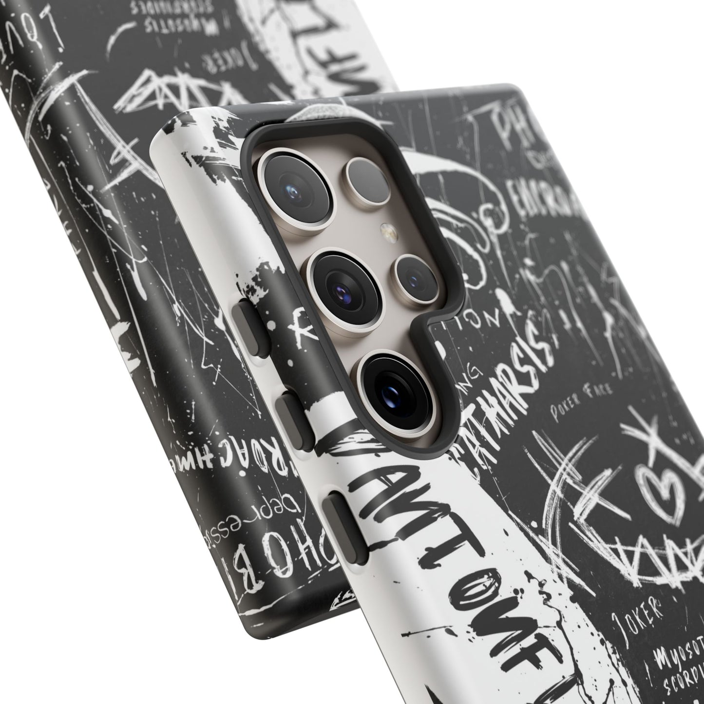 Fundas resistentes: funda atrevida para iPhone, Galaxy, Google Pixel, diseño de grafiti negro, estética urbana, regalo para amantes del arte, accesorios de teléfono modernos, estilo callejero