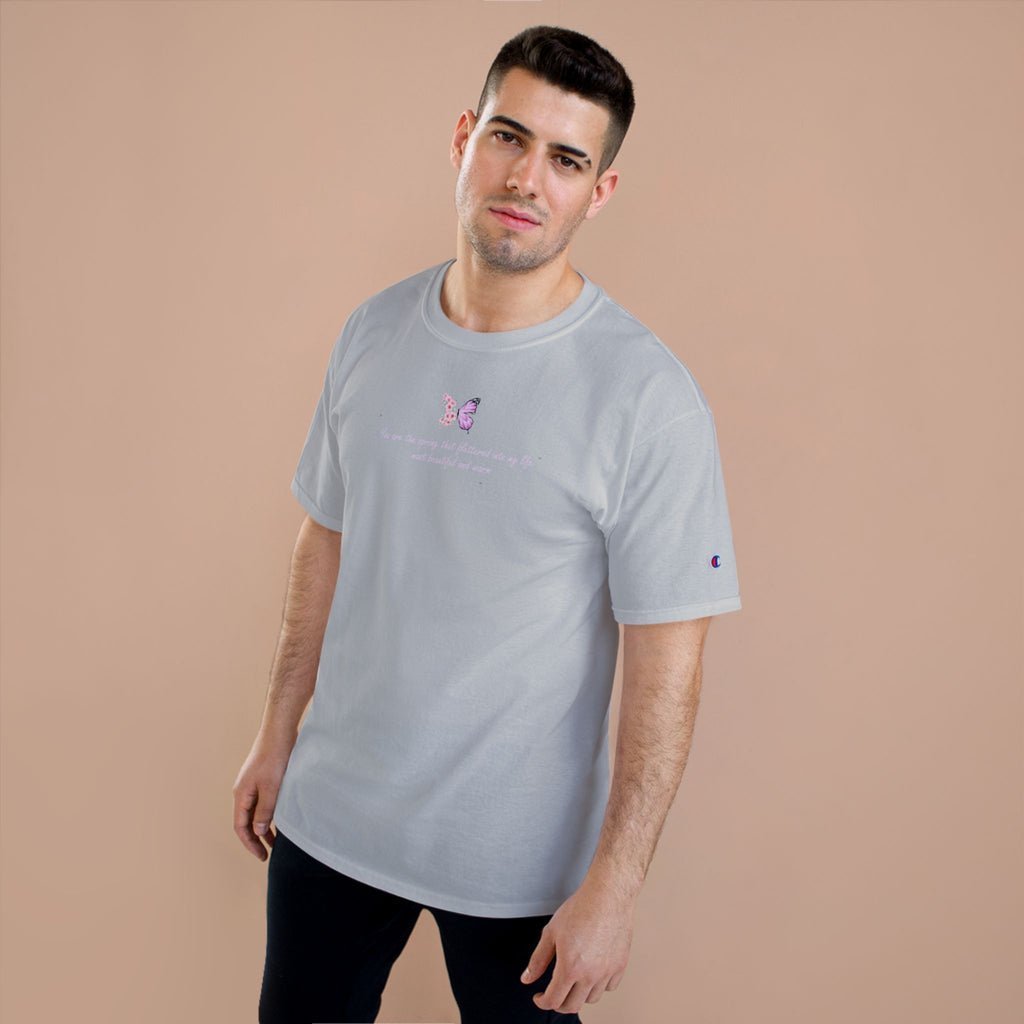 Unisex White Floral Butterfly Spring Quote 100% Cotton Champion T-Shirt