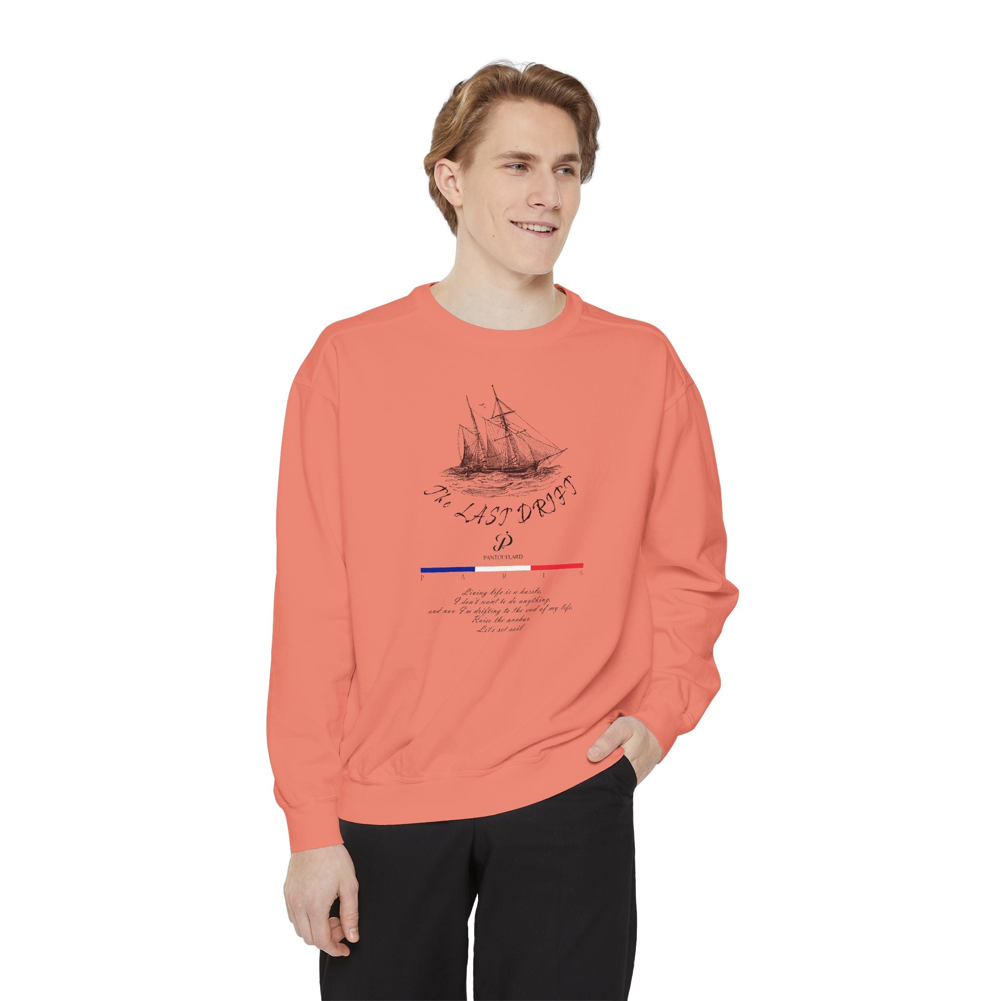 Unisex White Vintage Ship Graphic Cotton Blend Sweatshirt