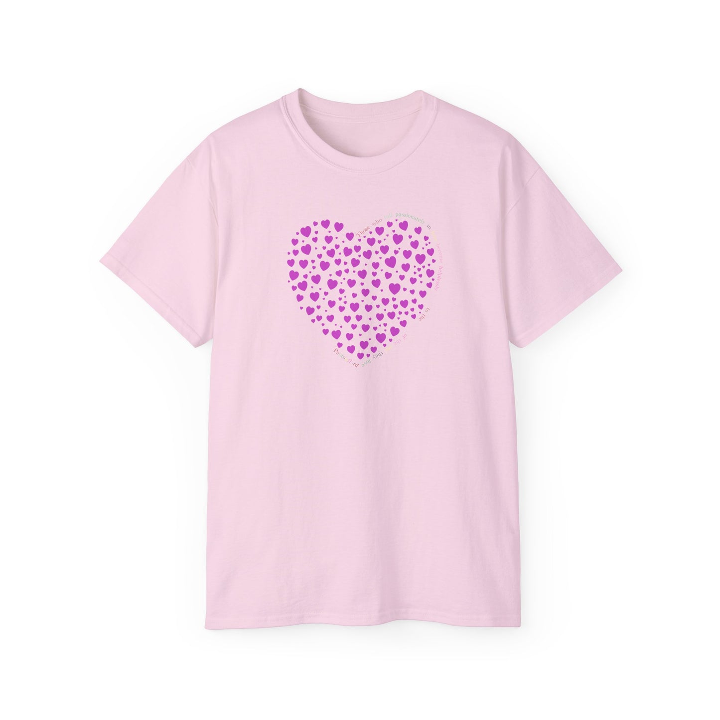 Powder Pink Heart Unisex short sleeved T-shirt