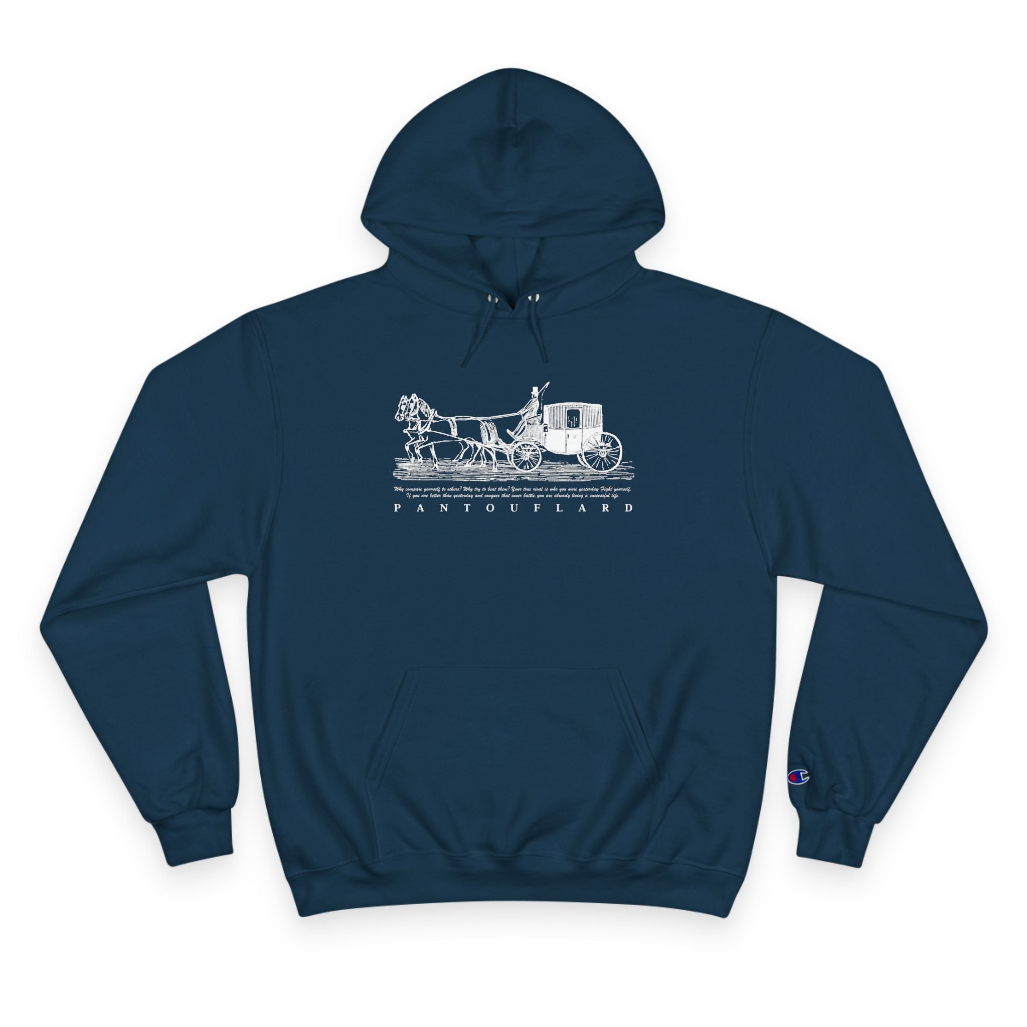 Old Money Equestrian Heritage Hoodie - The Timeless Carriage II (Champion Authentic Eco-Fleece)