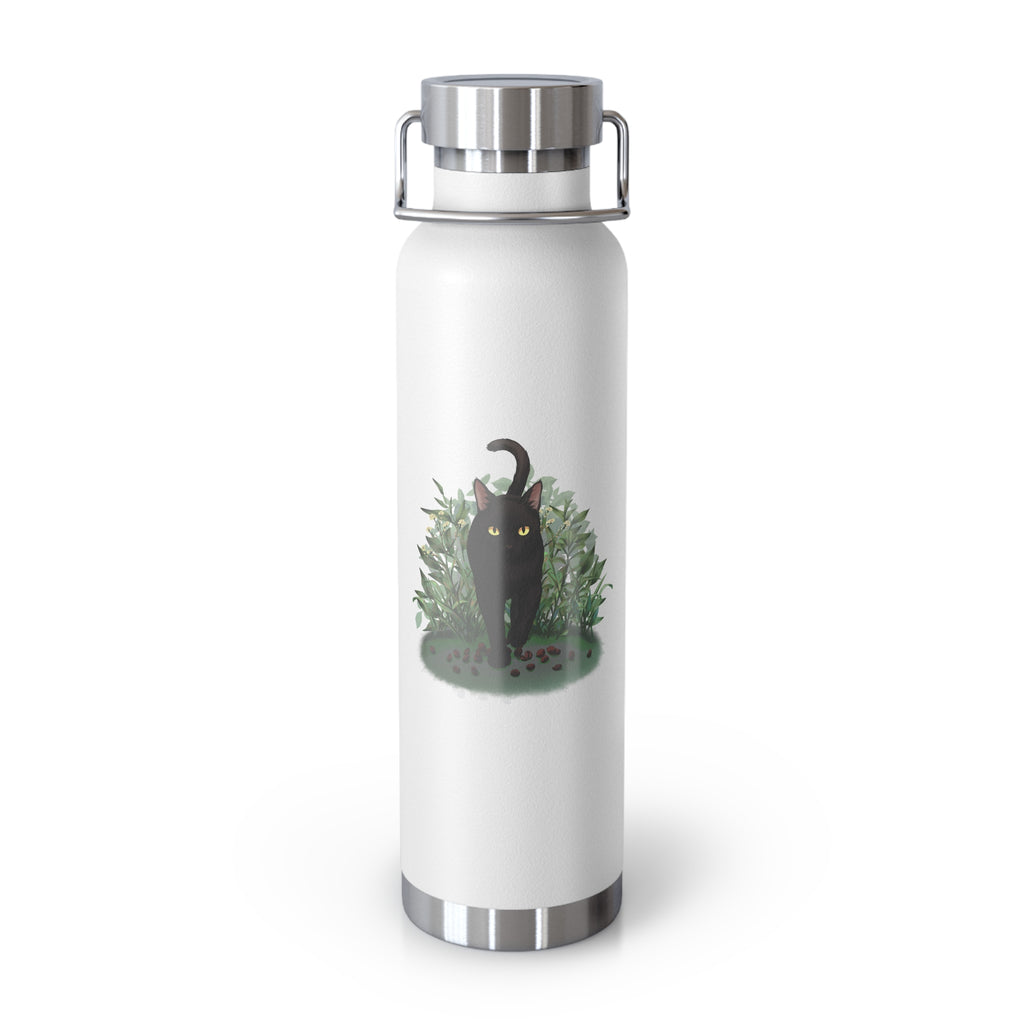 Black Mysterious Black Cat in Bushes 22oz Copper Vacuum Insulated Bottle
