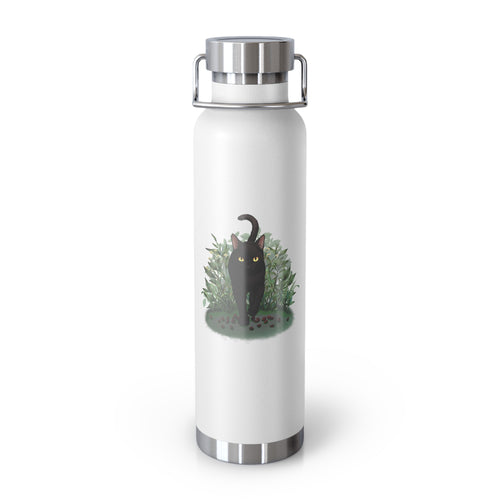 Black Mysterious Black Cat in Bushes 22oz Copper Vacuum Insulated Bottle