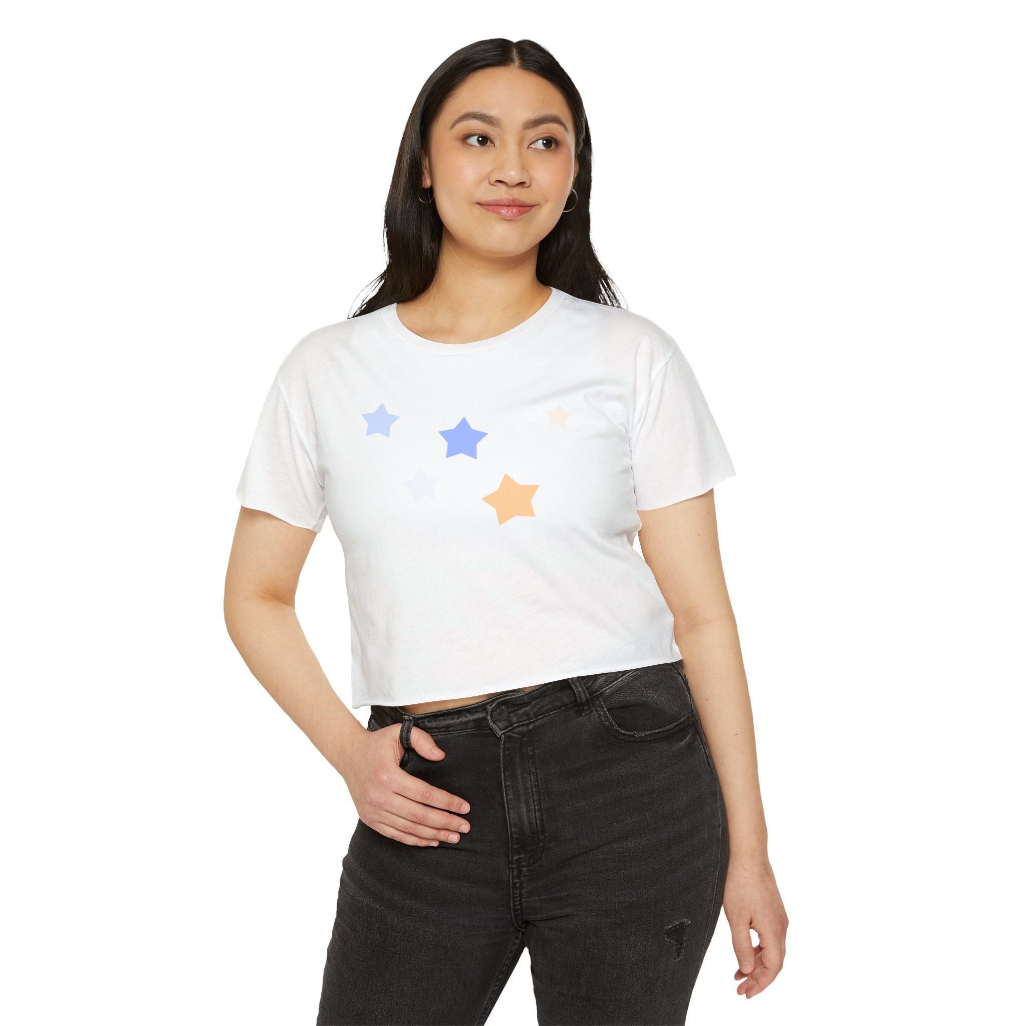 Women's Cassiopeia Constellation Graphic Crop Top - W-Shape Lightweight Festival Shirt