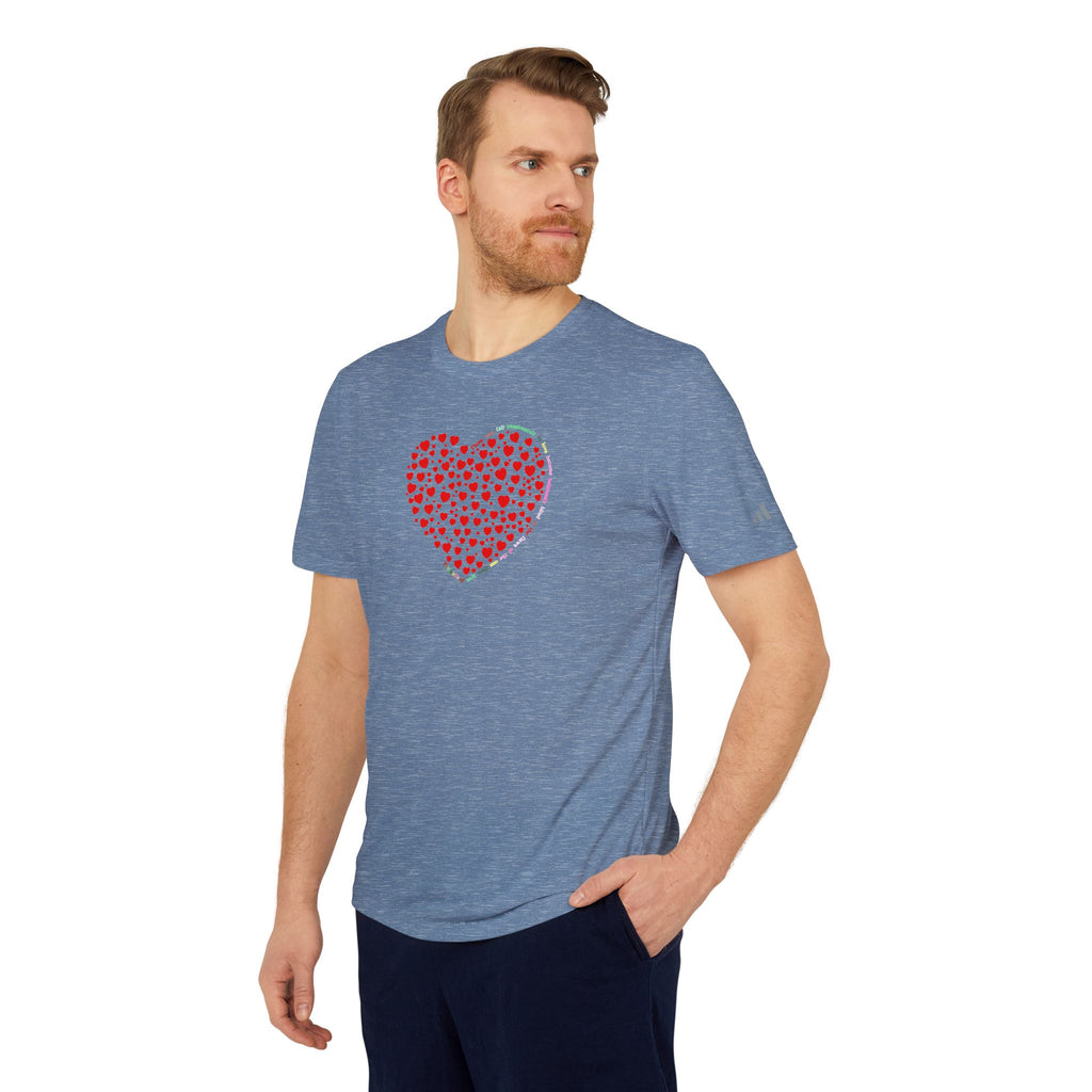 Camiseta Deportiva Unisex Adidas® con Diseño de Corazón Rojo Brillante