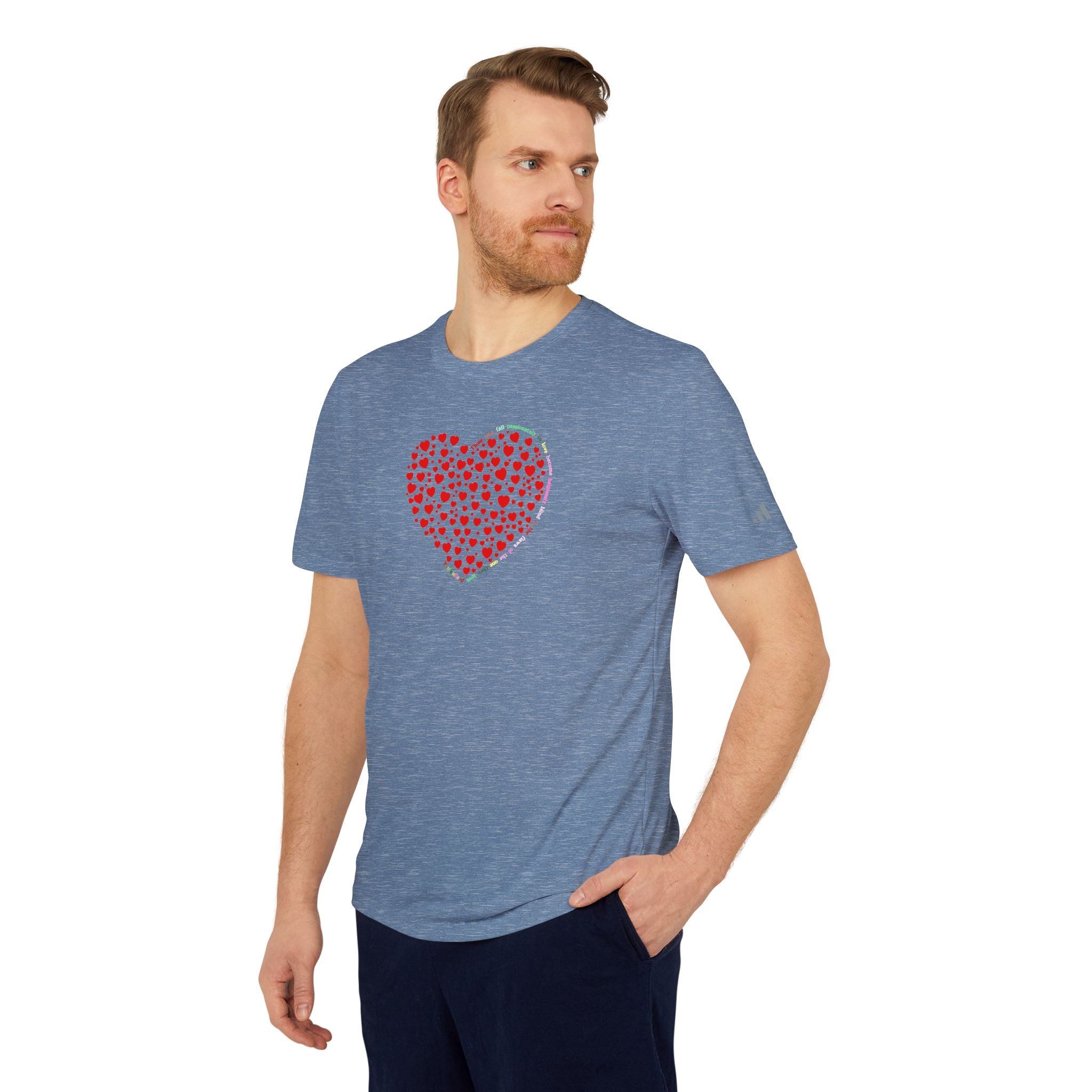 Camiseta Deportiva Unisex Adidas® con Diseño de Corazón Rojo Brillante