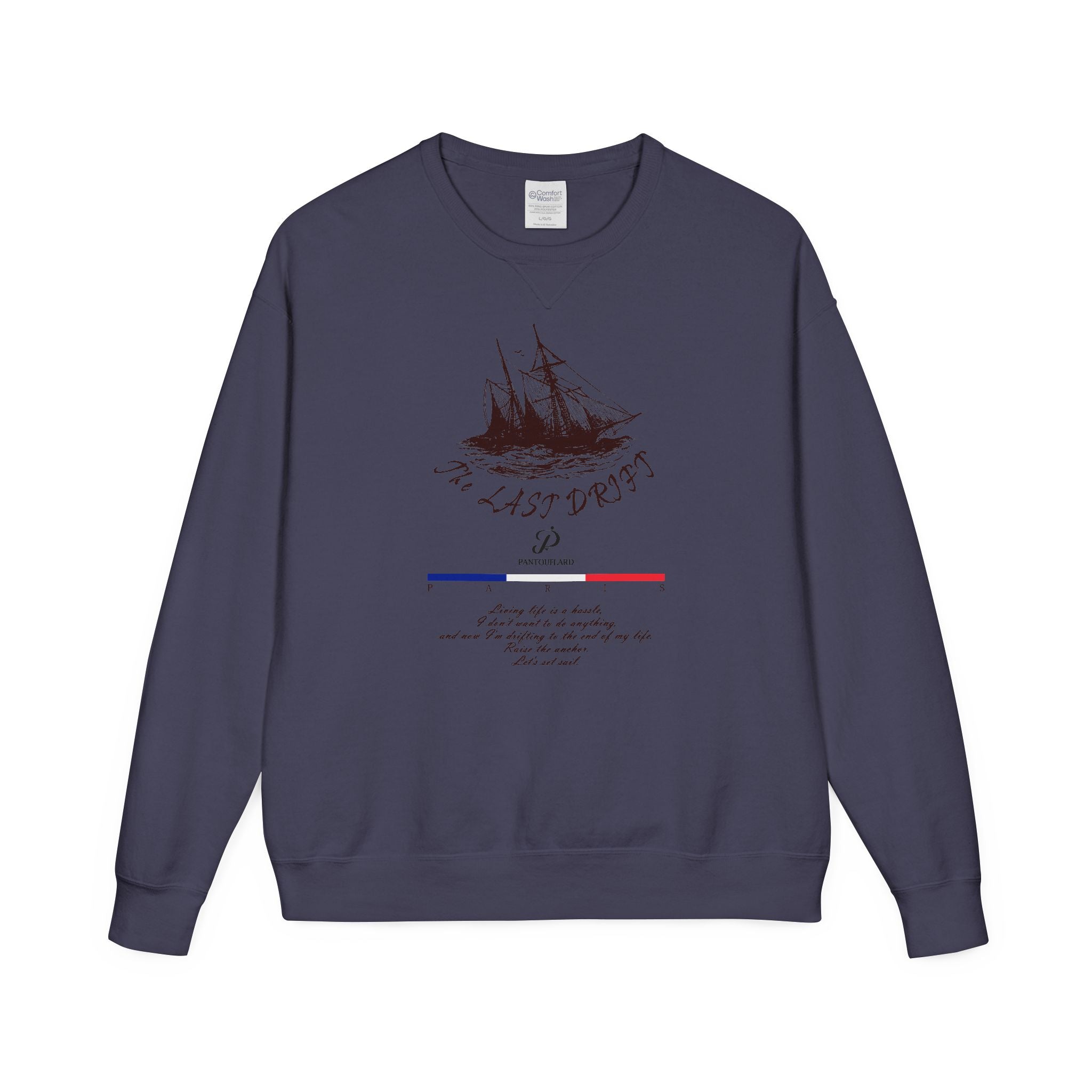 Old Money Nautical Heritage Crewneck - The Last Drift I (Paris Aesthetic Garment-Dyed Sweatshirt)