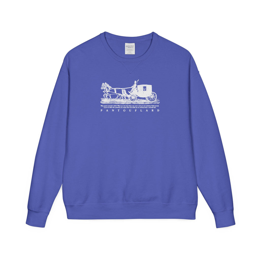 Old Money Equestrian Heritage Crewneck - The Nostalgic Journey II (Dark Academia Garment-Dyed Sweatshirt)