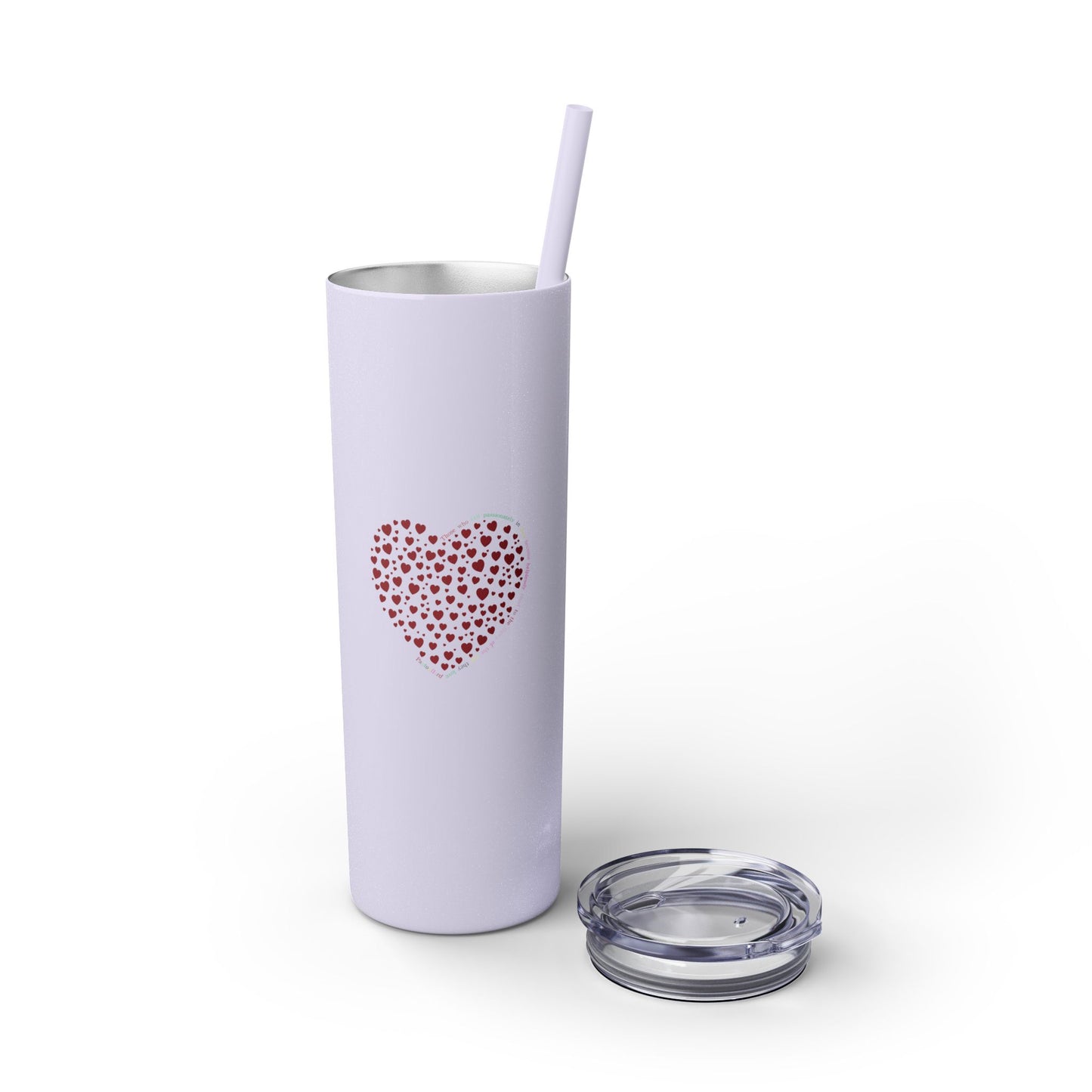 Red Heart Dot Skinny Tumbler | 20oz Reusable Travel Mug, Eco-Friendly Drinkware