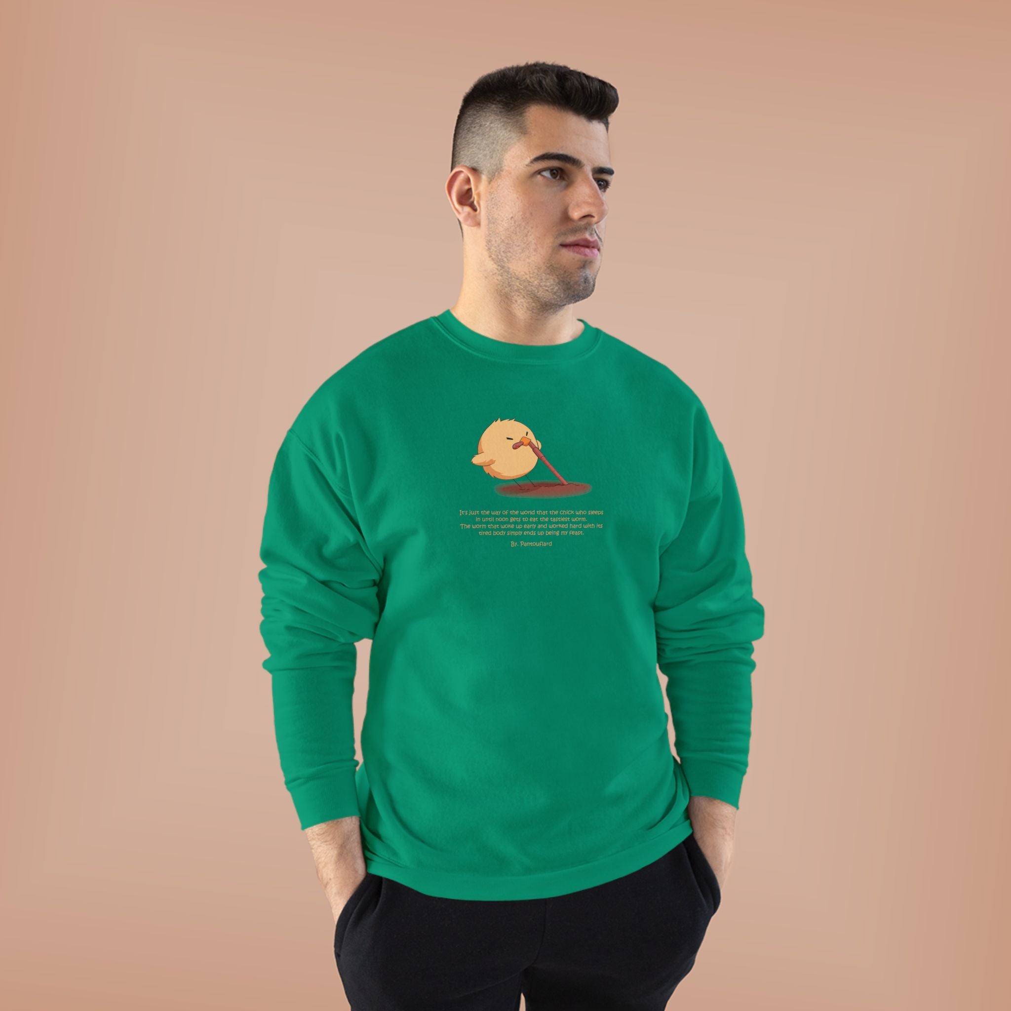 Funny Early Bird Parody Sweatshirt | "The Late Bird Gets The Feast" Sarcastic Quote | Hanes Soft Eco-Fleece Pullover (S-3XL)
