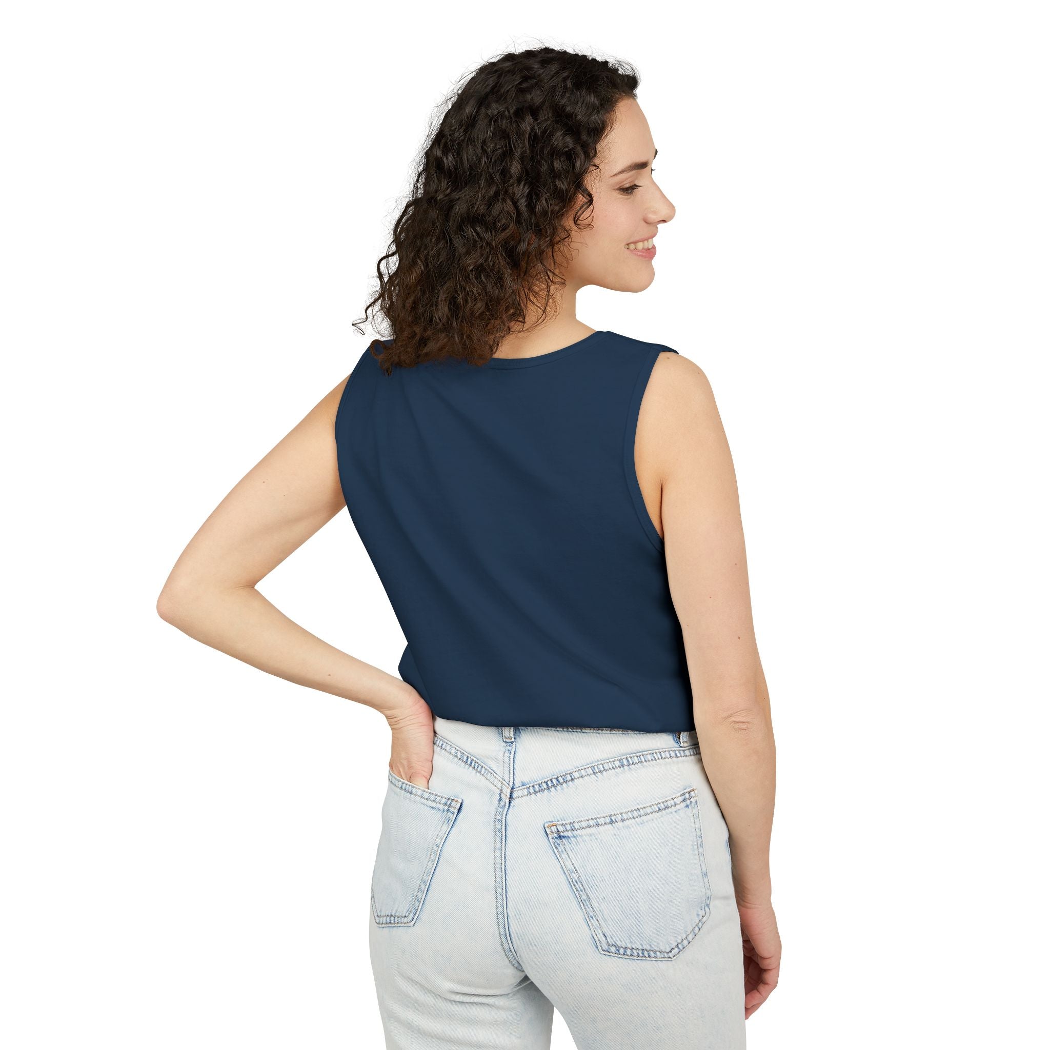 Unisex Navy Blue Floral Butterfly Spring Quote 100% Cotton Tank Top