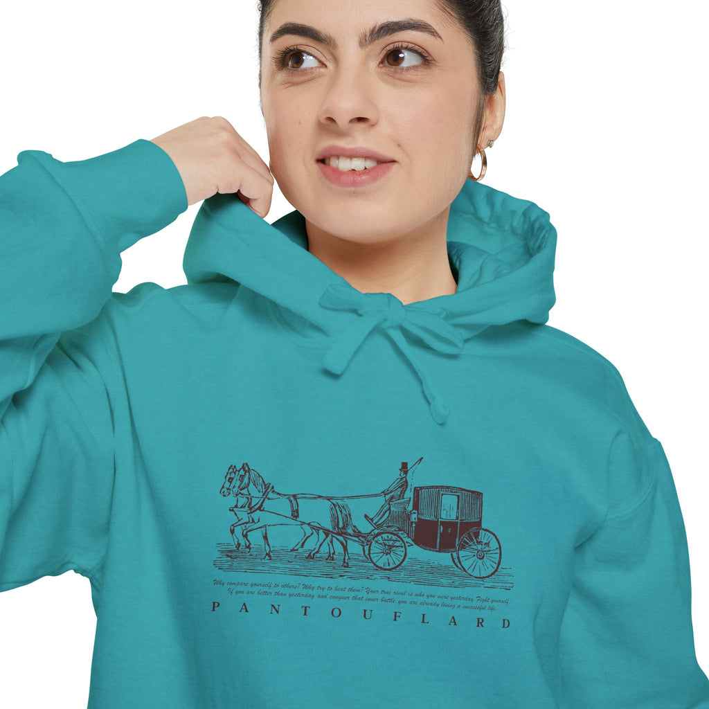 Old Money Equestrian Heritage Hoodie - The Heritage Carriage I (Premium Garment-Dyed Heavyweight Fleece)