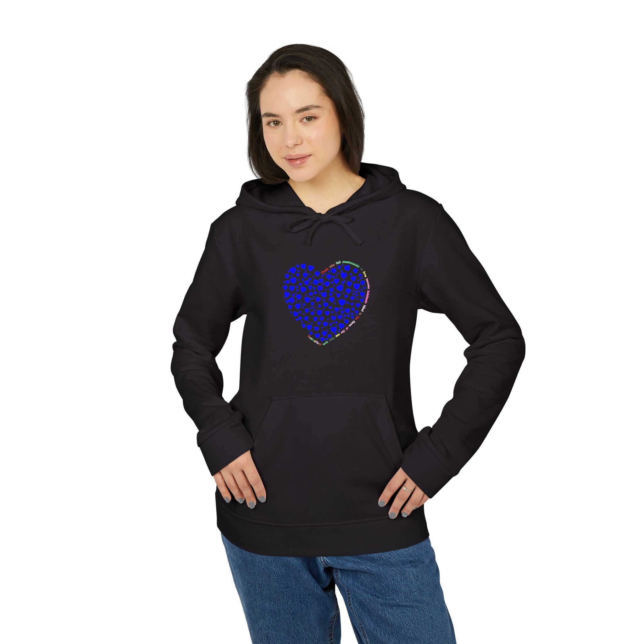 Sudadera con capucha de forro polar para hombre y mujer Adidas® con diseño de corazón azul